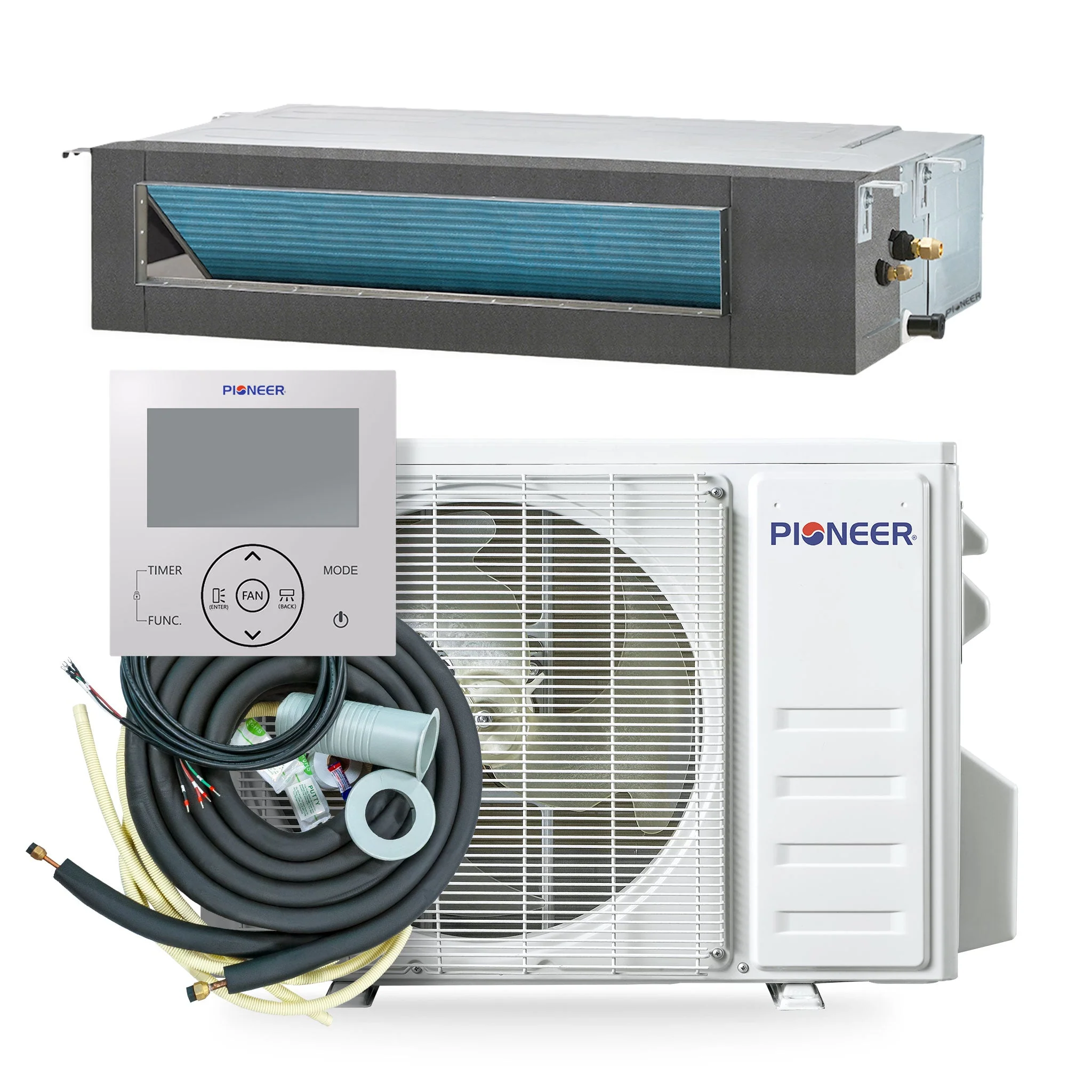 Pioneer® Quantum Ultra™ 22,000 BTU 19 SEER2 230V Ceiling Concealed Ducted Mini-Split Air Conditioner Inverter Heat Pump Full Set - Image 3
