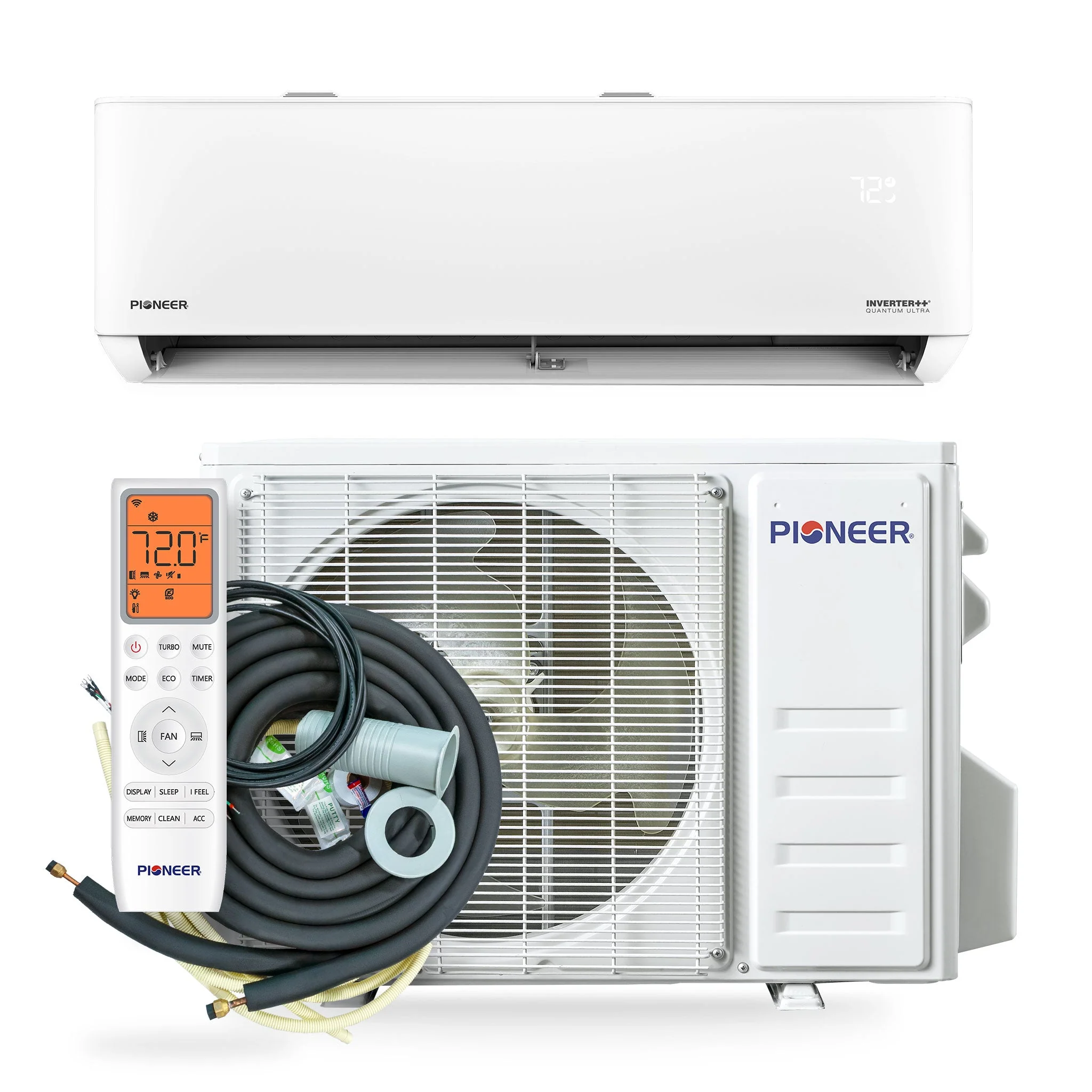 Pioneer® Quantum Ultra™ 9,000 BTU 23 SEER2 230V High-Wall Ductless Energy-Star Mini-Split Air Conditioner Inverter Heat Pump Full Set - Image 3