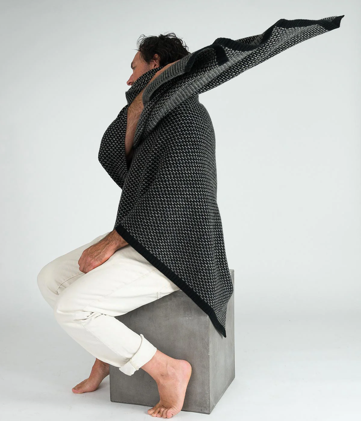 Platinum and Black Yak Down Taiga Throw - Image 3