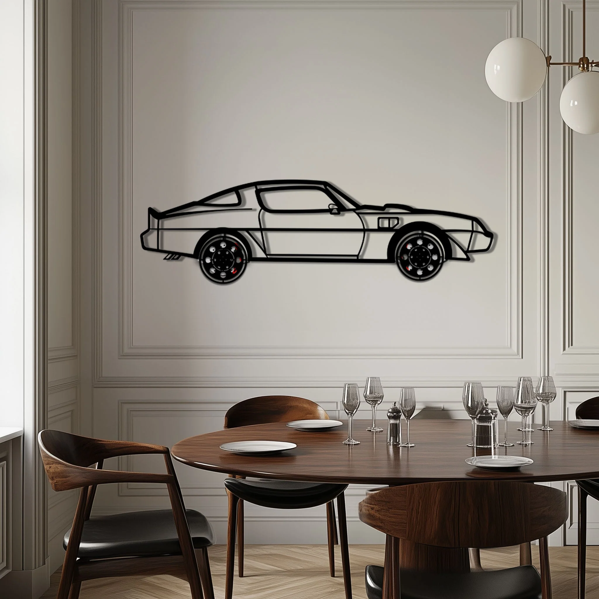 Pontiac Trans Am Metal Car Wall Art with Rotating Wheels - Classic American Muscle Silhouette - Interactive Firebird Wall Decor - KAFMEKA154 - Image 3