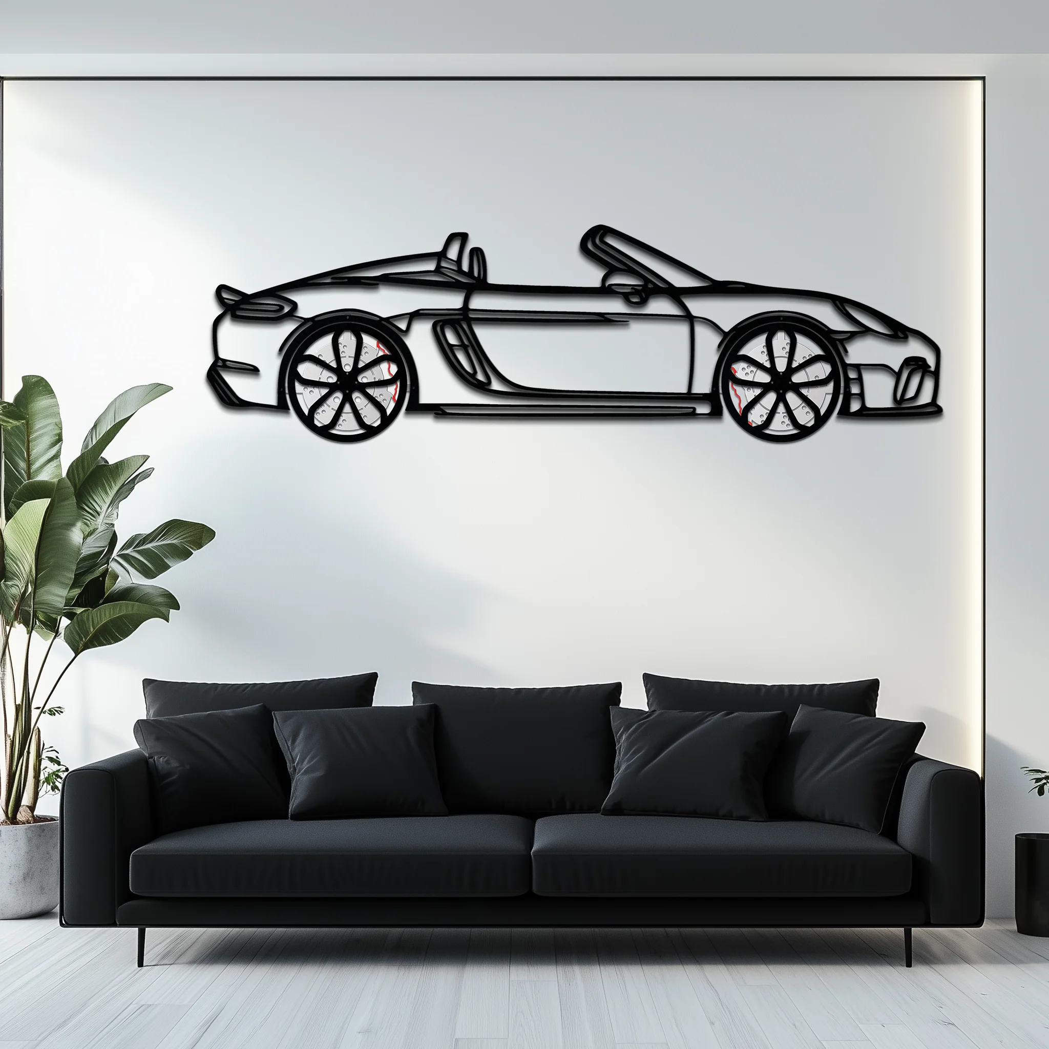 Porsche 718 Spyder Metal Wall Art – Rotating Wheel Car Silhouette Decor for Garage & Gifts,KAFMEKA054 - Image 10