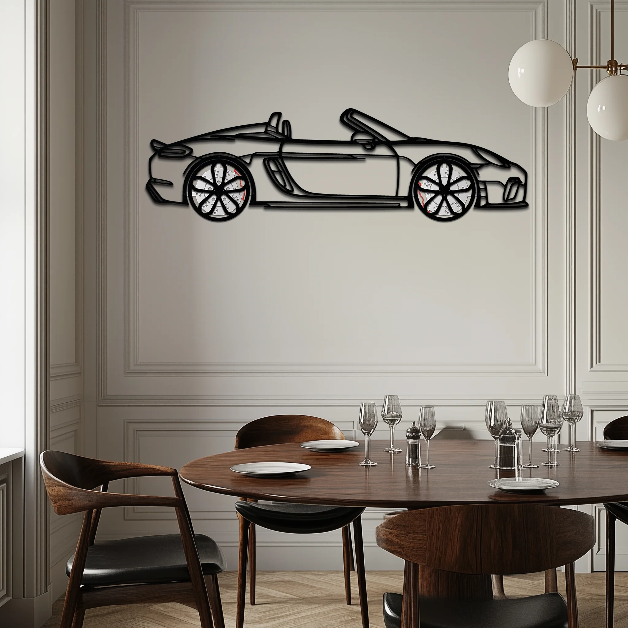 Porsche 718 Spyder Metal Wall Art – Rotating Wheel Car Silhouette Decor for Garage & Gifts,KAFMEKA054 - Image 8