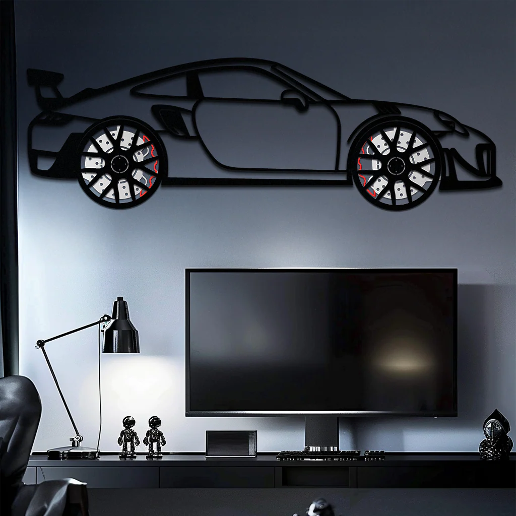 Porsche 911 GT2 Metal Wall Art – Rotating Wheel Motorsport Silhouette | Premium Gift for Car Enthusiasts ,KAFMEKA050 - Image 5