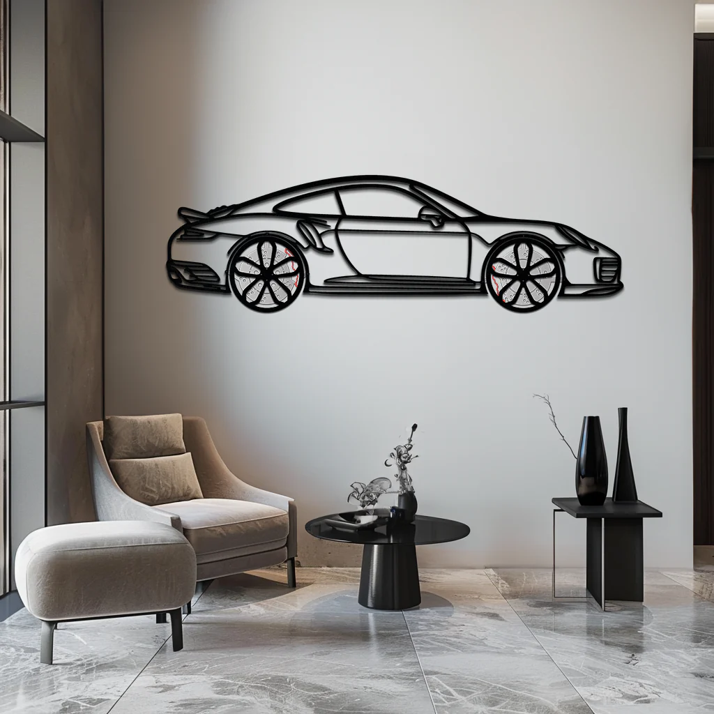 Porsche 911 Turbo S Silhouette Metal Wall Art – Rotating Wheel Automotive Decor Gift 🏎️🔥,KAFMEKA056 - Image 2