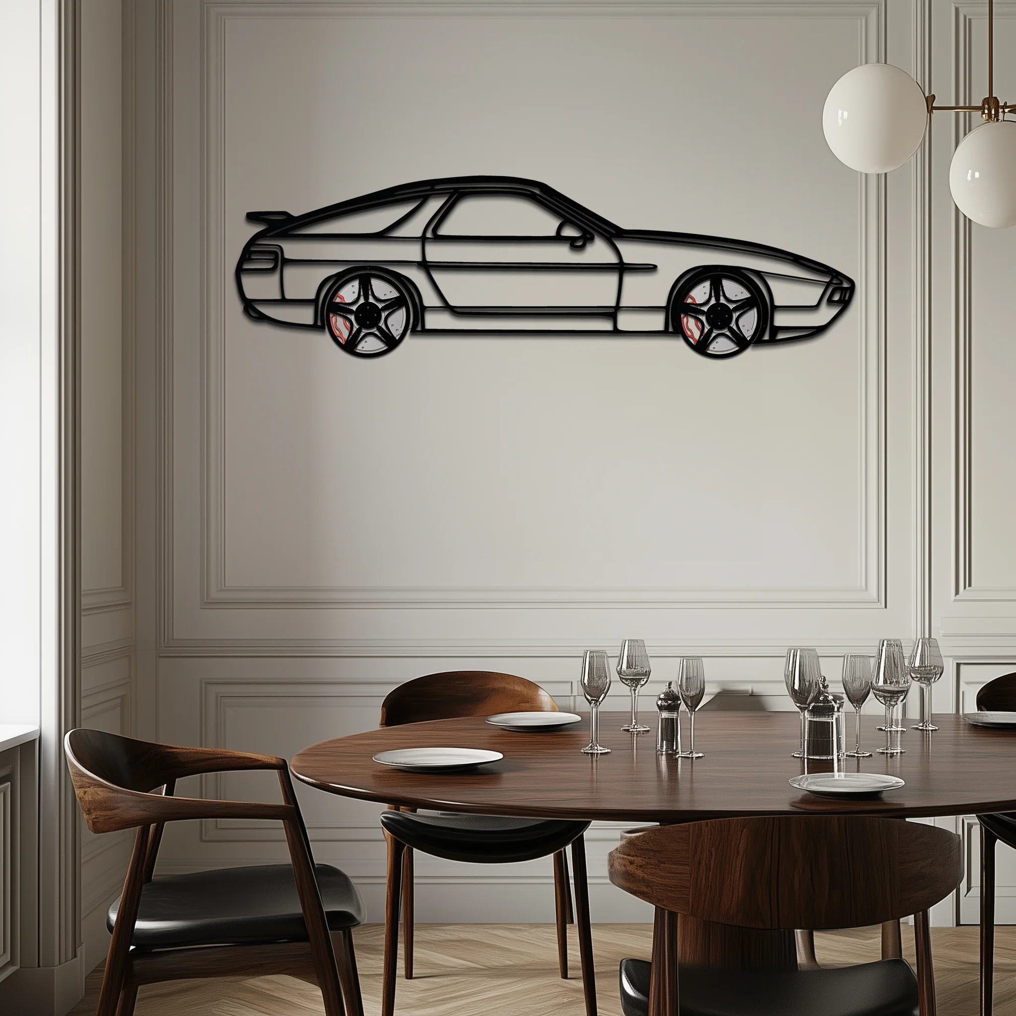 Porsche 928 GTS Silhouette Metal Wall Art – Classic Grand Tourer Decor with Rotating Wheels-KAFMEKA062 - Image 4