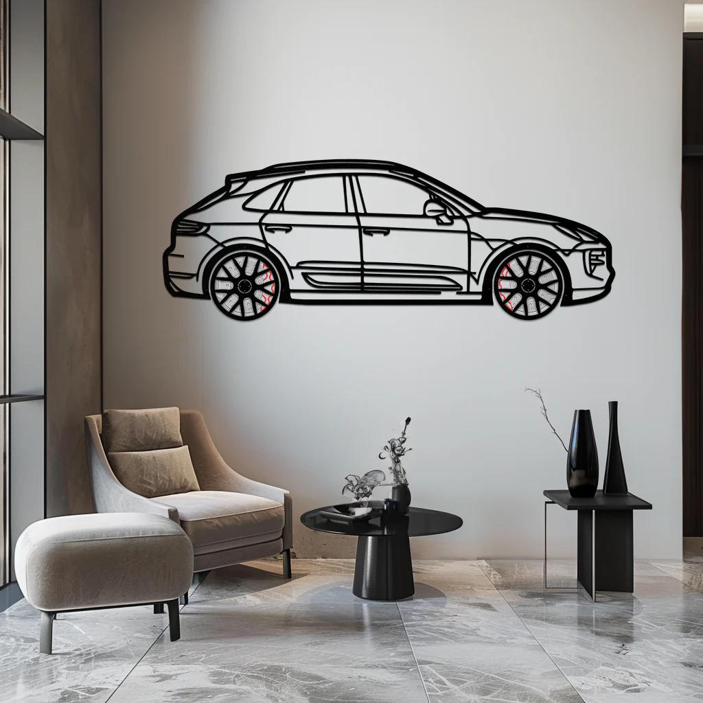 Porsche Macan GTS 95B Metal Wall Art – Luxury Performance SUV Silhouette with Rotating Wheels-KAFMEKA065 - Image 4