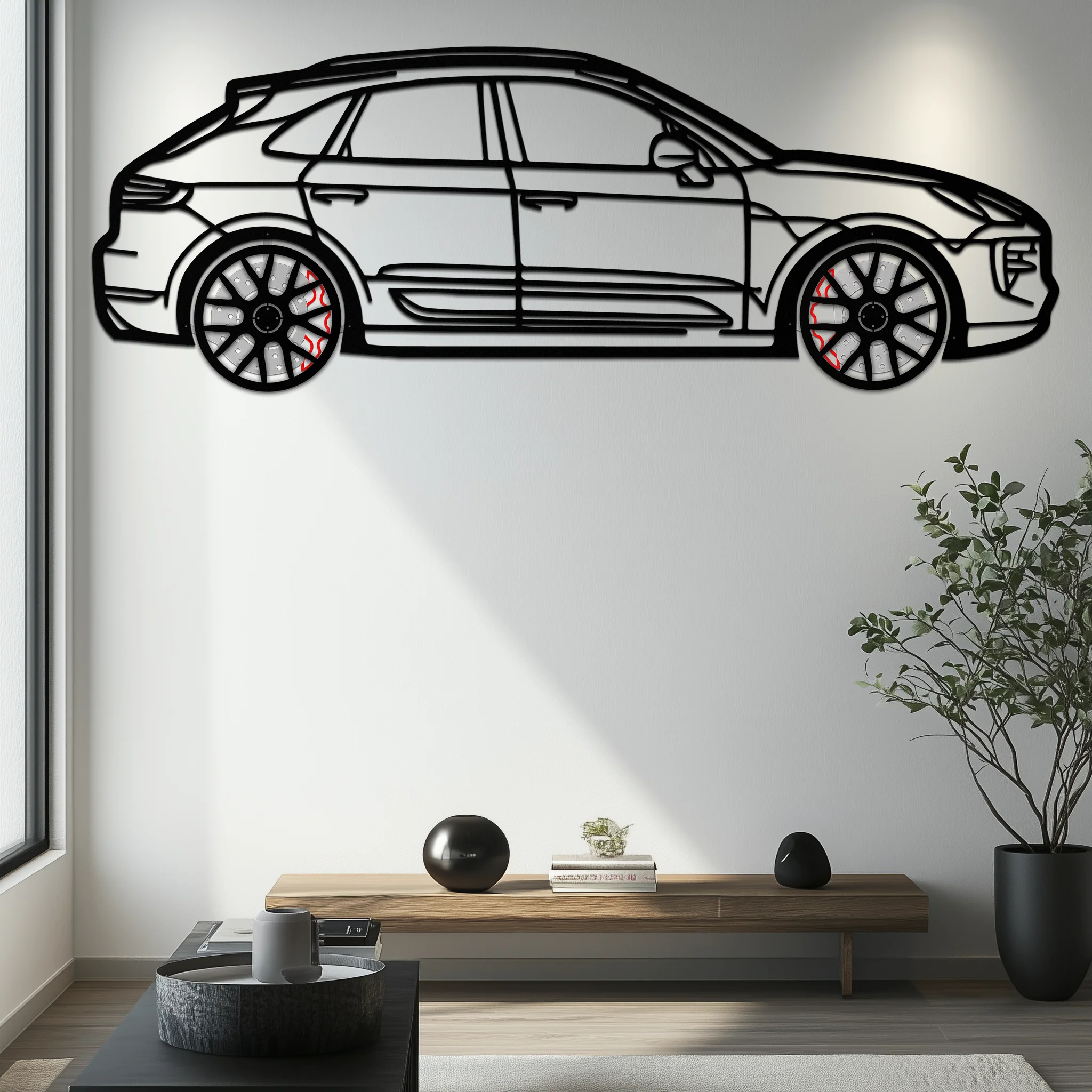 Porsche Macan GTS 95B Metal Wall Art – Luxury Performance SUV Silhouette with Rotating Wheels-KAFMEKA065 - Image 8