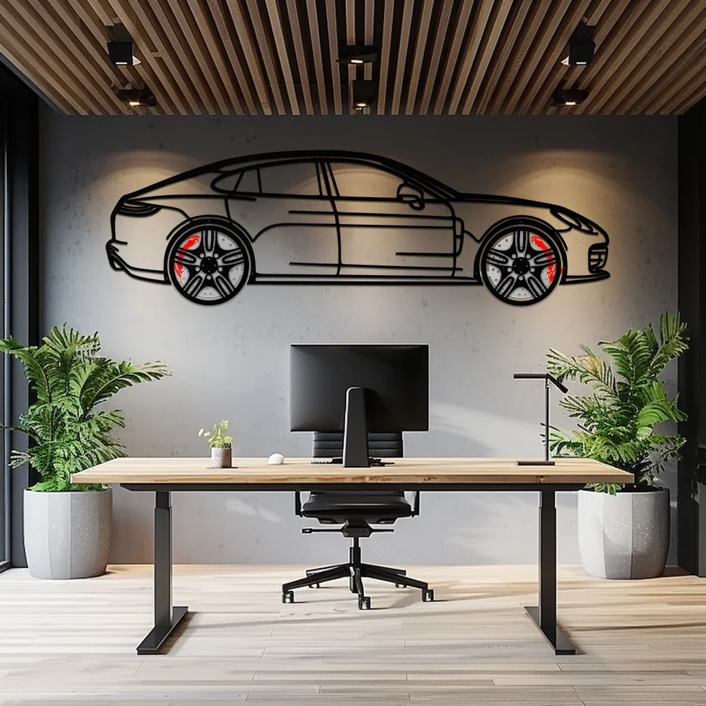 Porsche Taycan Turbo Cross Metal Wall Art – Electric Performance Silhouette with Rotating Wheels-KAFMEKA067 - Image 10