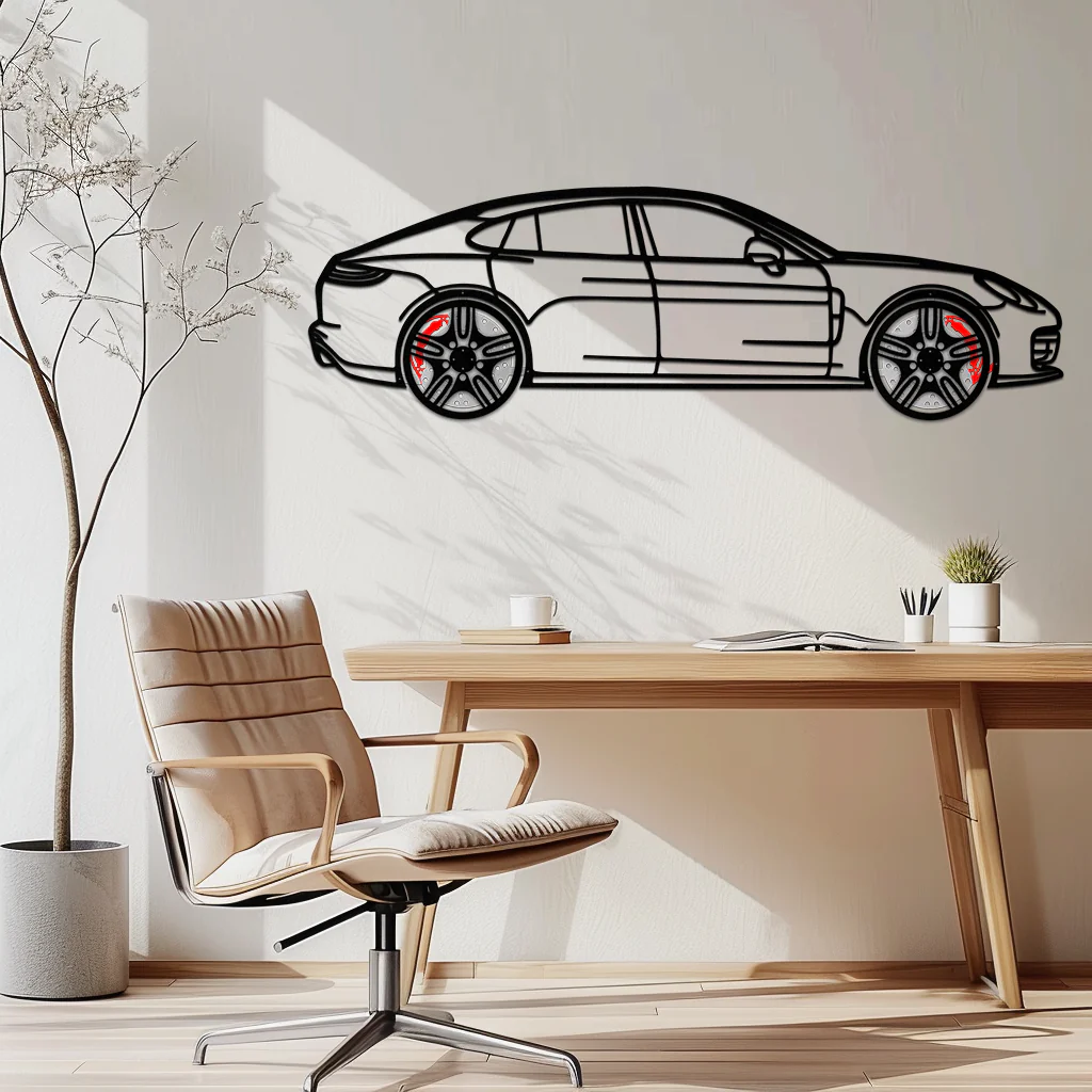 Porsche Taycan Turbo Cross Metal Wall Art – Electric Performance Silhouette with Rotating Wheels-KAFMEKA067 - Image 3