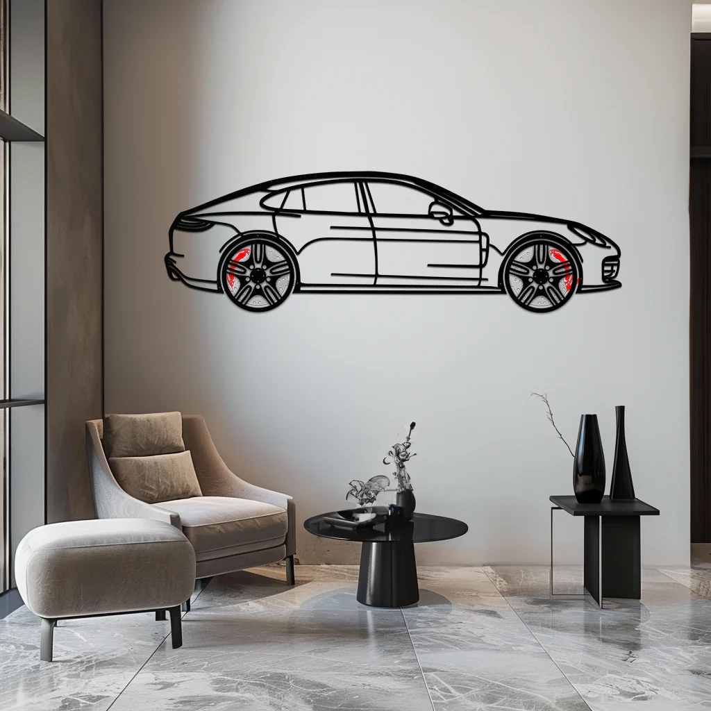 Porsche Taycan Turbo Cross Metal Wall Art – Electric Performance Silhouette with Rotating Wheels-KAFMEKA067 - Image 4