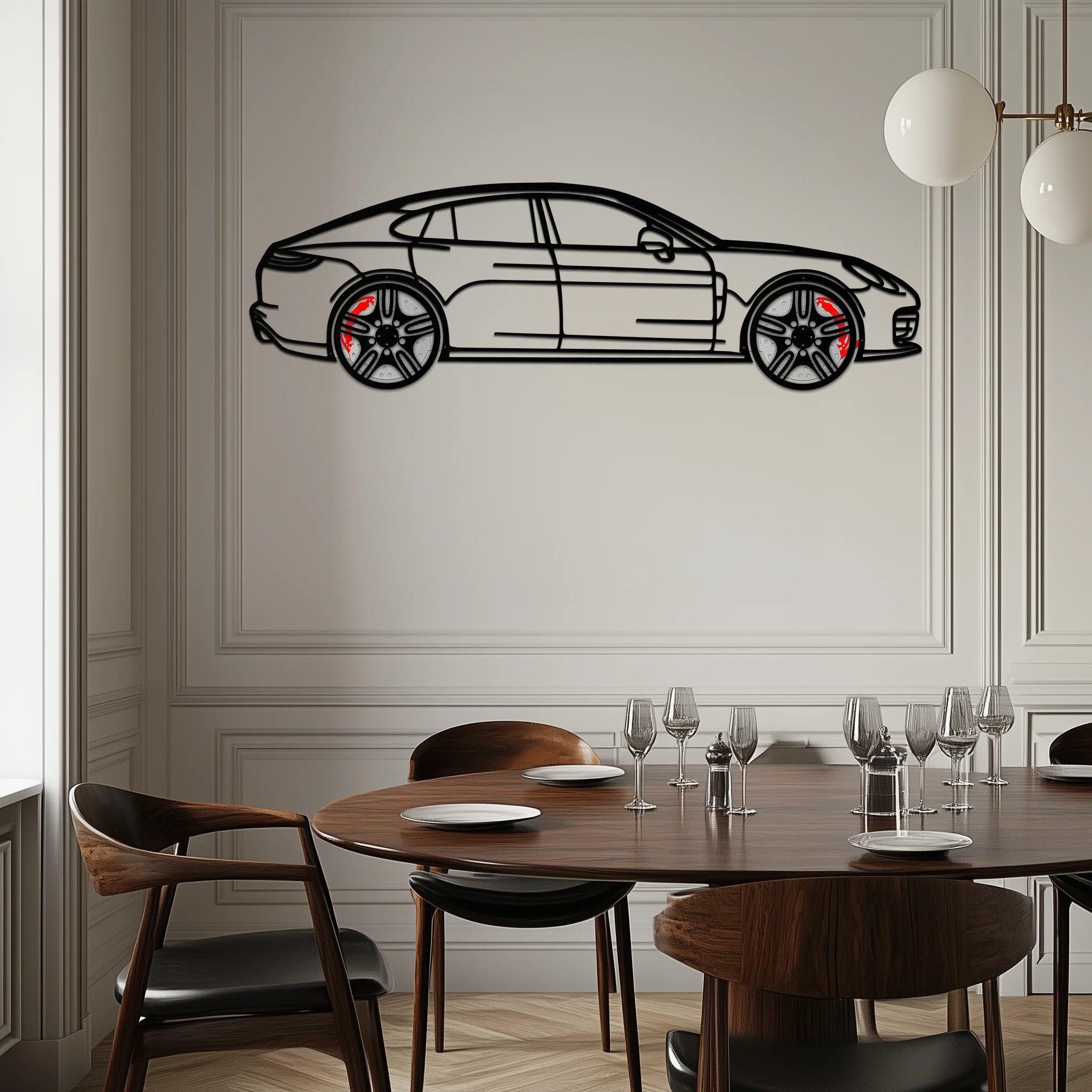 Porsche Taycan Turbo Cross Metal Wall Art – Electric Performance Silhouette with Rotating Wheels-KAFMEKA067 - Image 5