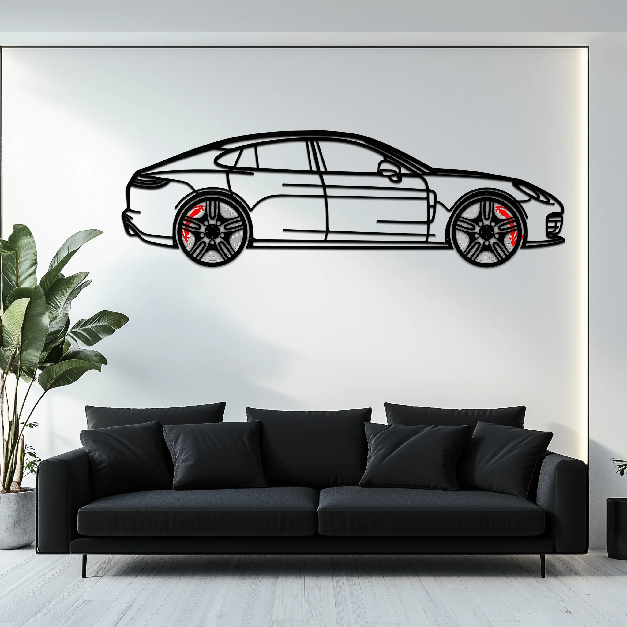 Porsche Taycan Turbo Cross Metal Wall Art – Electric Performance Silhouette with Rotating Wheels-KAFMEKA067 - Image 7