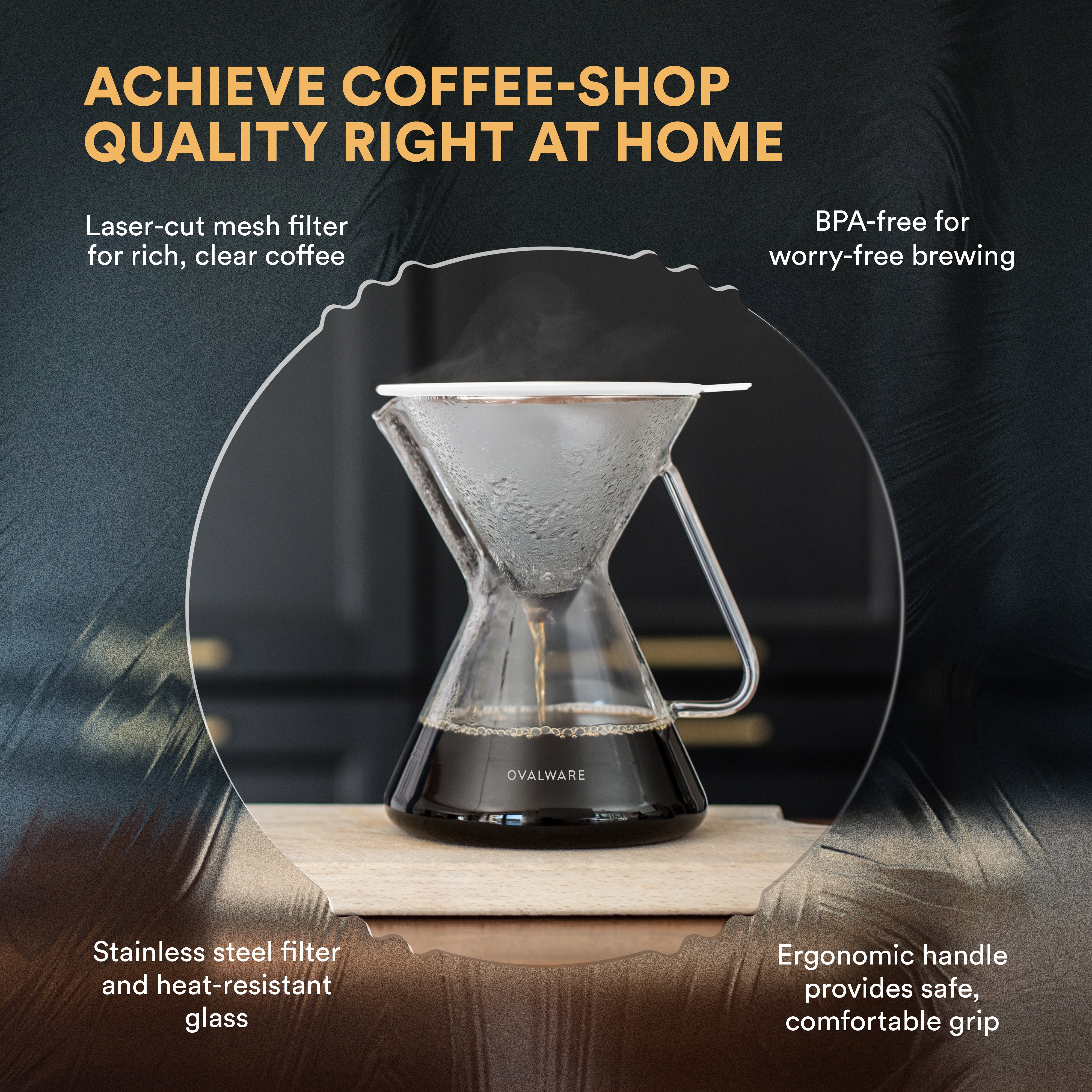 Pour Over Coffee Maker with Filter - 500ml/17oz - Image 10
