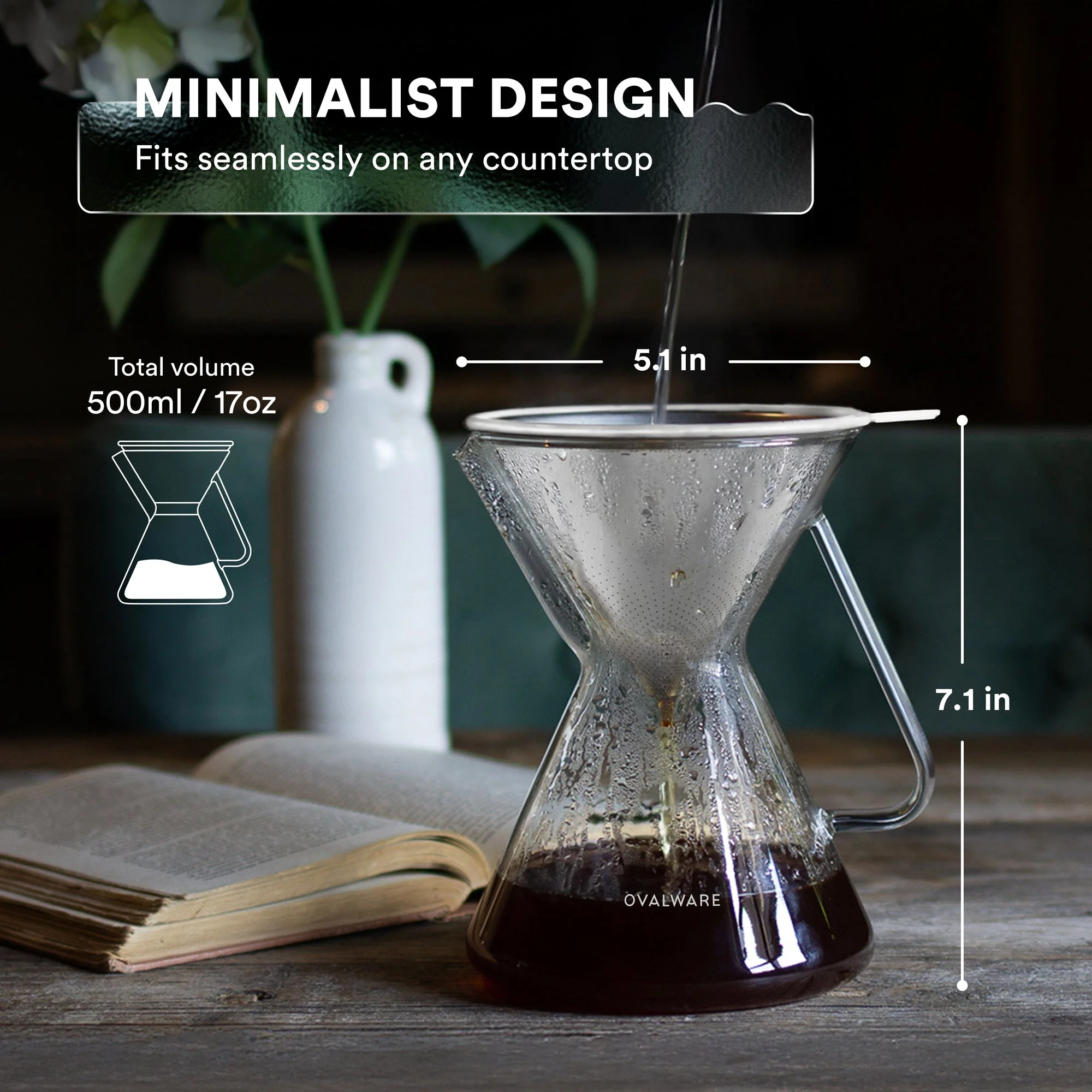 Pour Over Coffee Maker with Filter - 500ml/17oz - Image 5