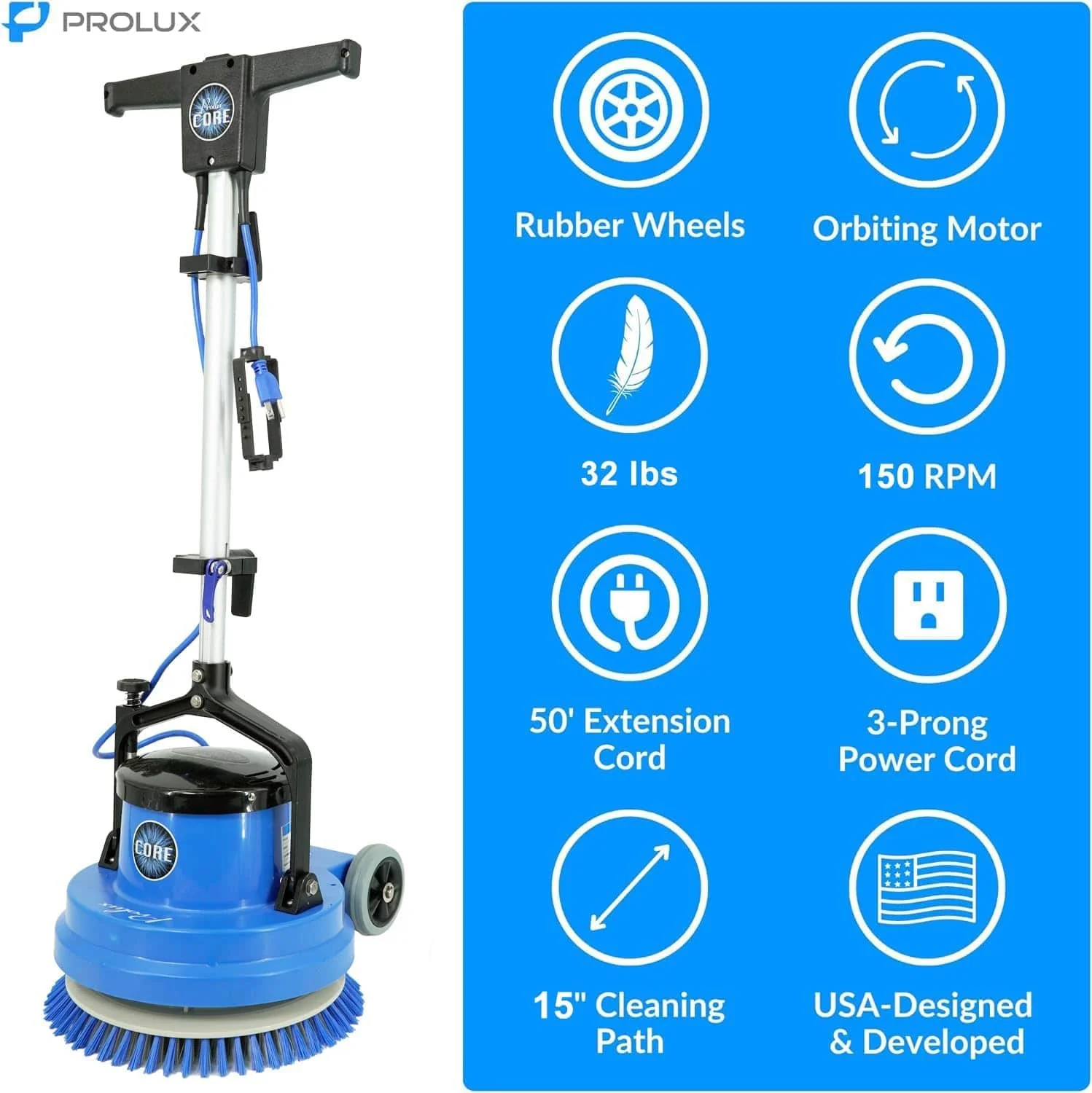 Prolux Core 15" Heavy Duty Single Pad Commercial Polisher Floor Buffer Machine Scrubber - Image 2