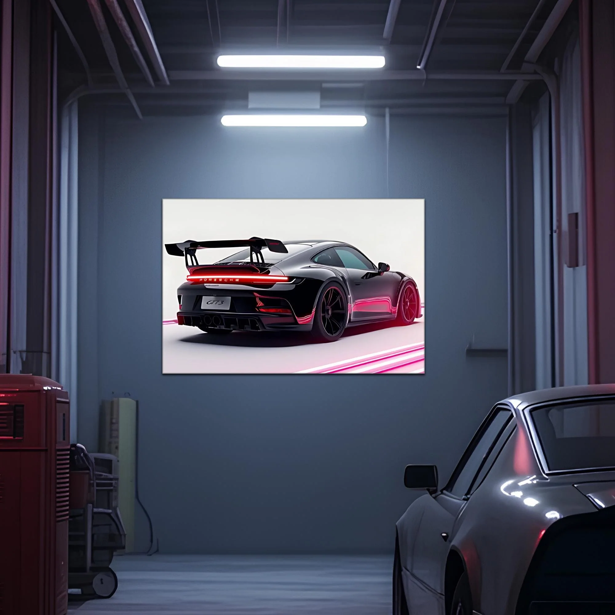 Race Car Neon Wall Art - UV Printed LED Plexiglass Sign for Garage, Man Cave & Track Lovers - Adjustable Light and Free Shipping