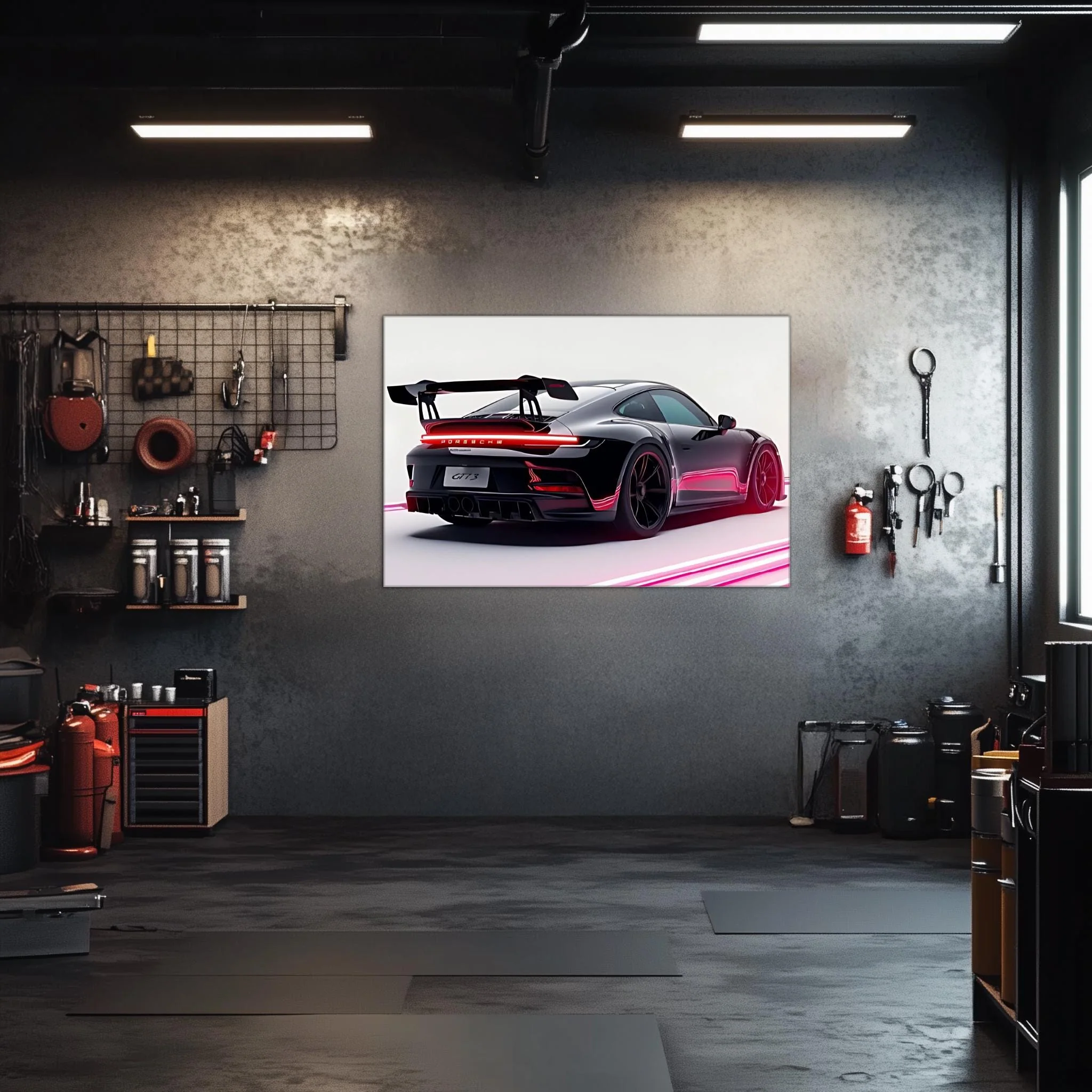 Race Car Neon Wall Art - UV Printed LED Plexiglass Sign for Garage, Man Cave & Track Lovers - Adjustable Light and Free Shipping - Image 3