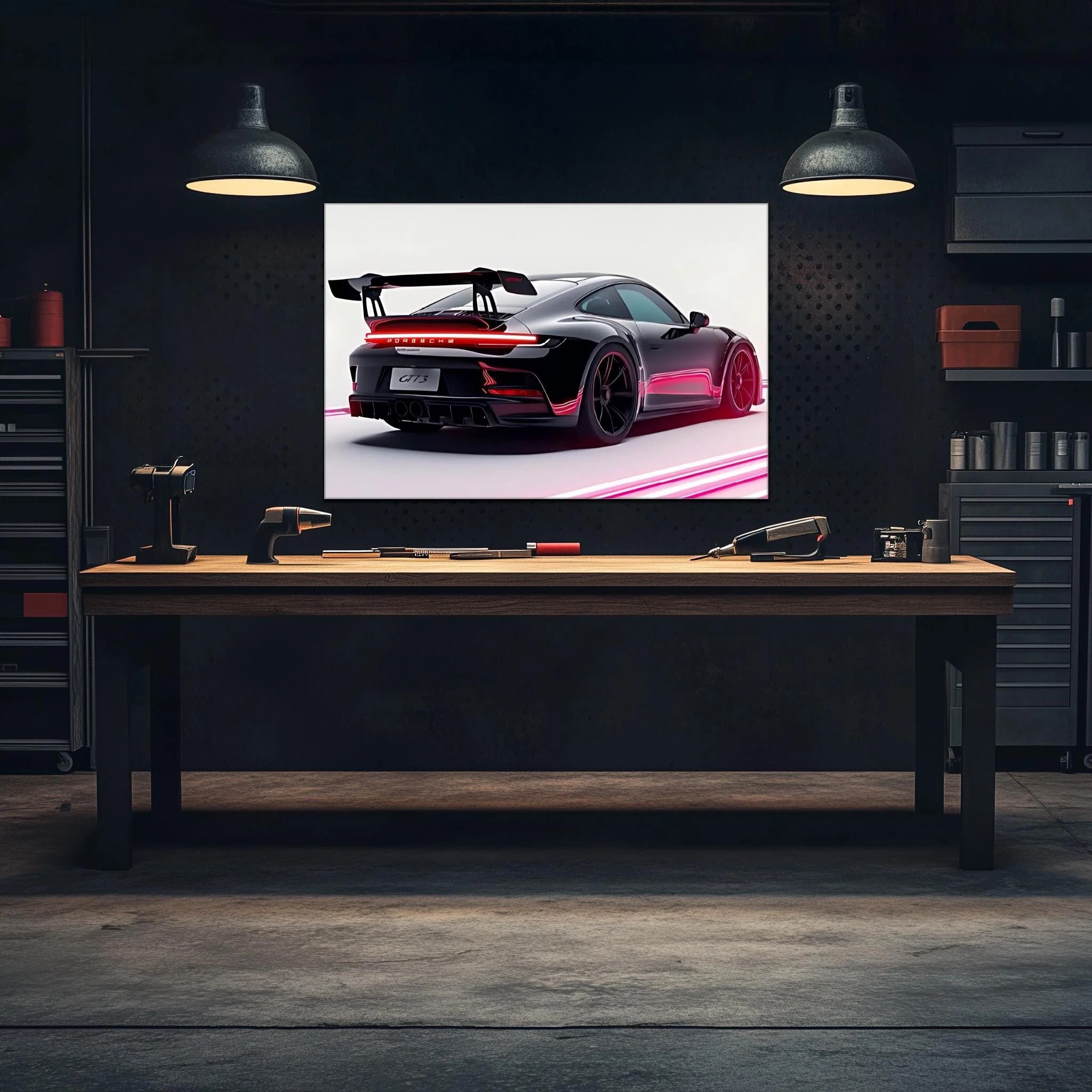 Race Car Neon Wall Art - UV Printed LED Plexiglass Sign for Garage, Man Cave & Track Lovers - Adjustable Light and Free Shipping - Image 4