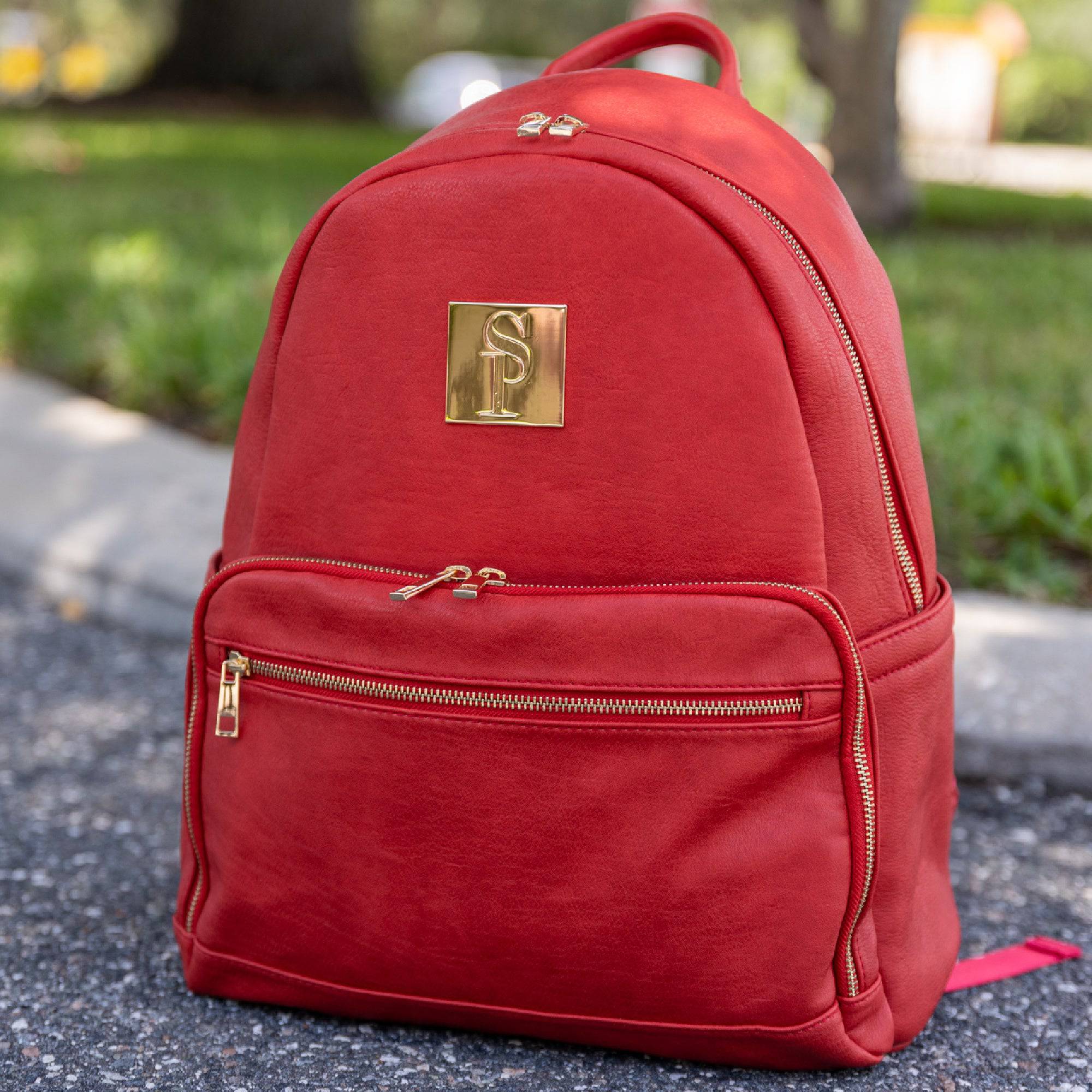 Red Leather Carrier Backpack - Image 5