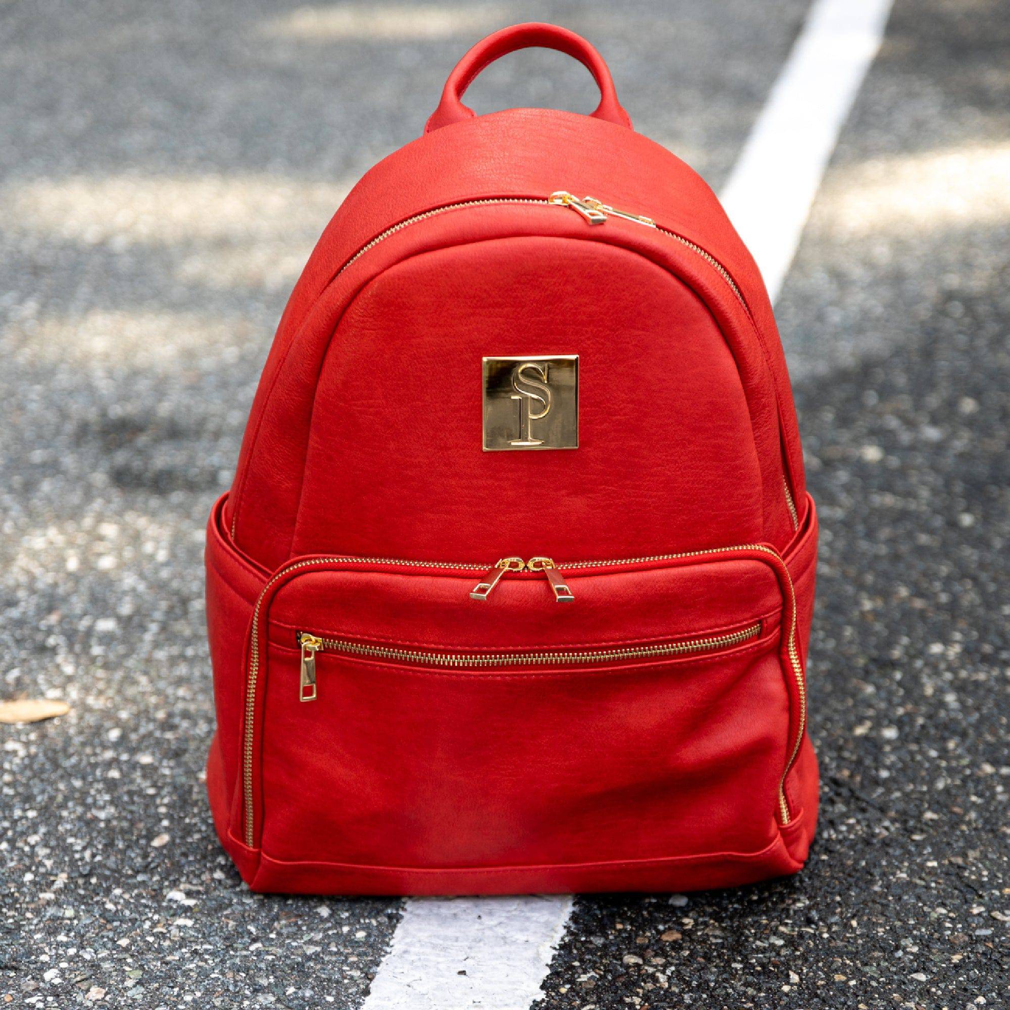 Red Leather Carrier Backpack - Image 7