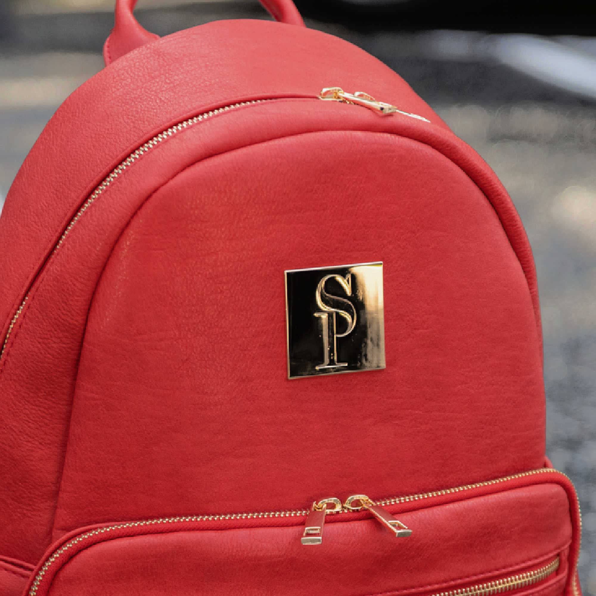 Red Leather Carrier Backpack - Image 8