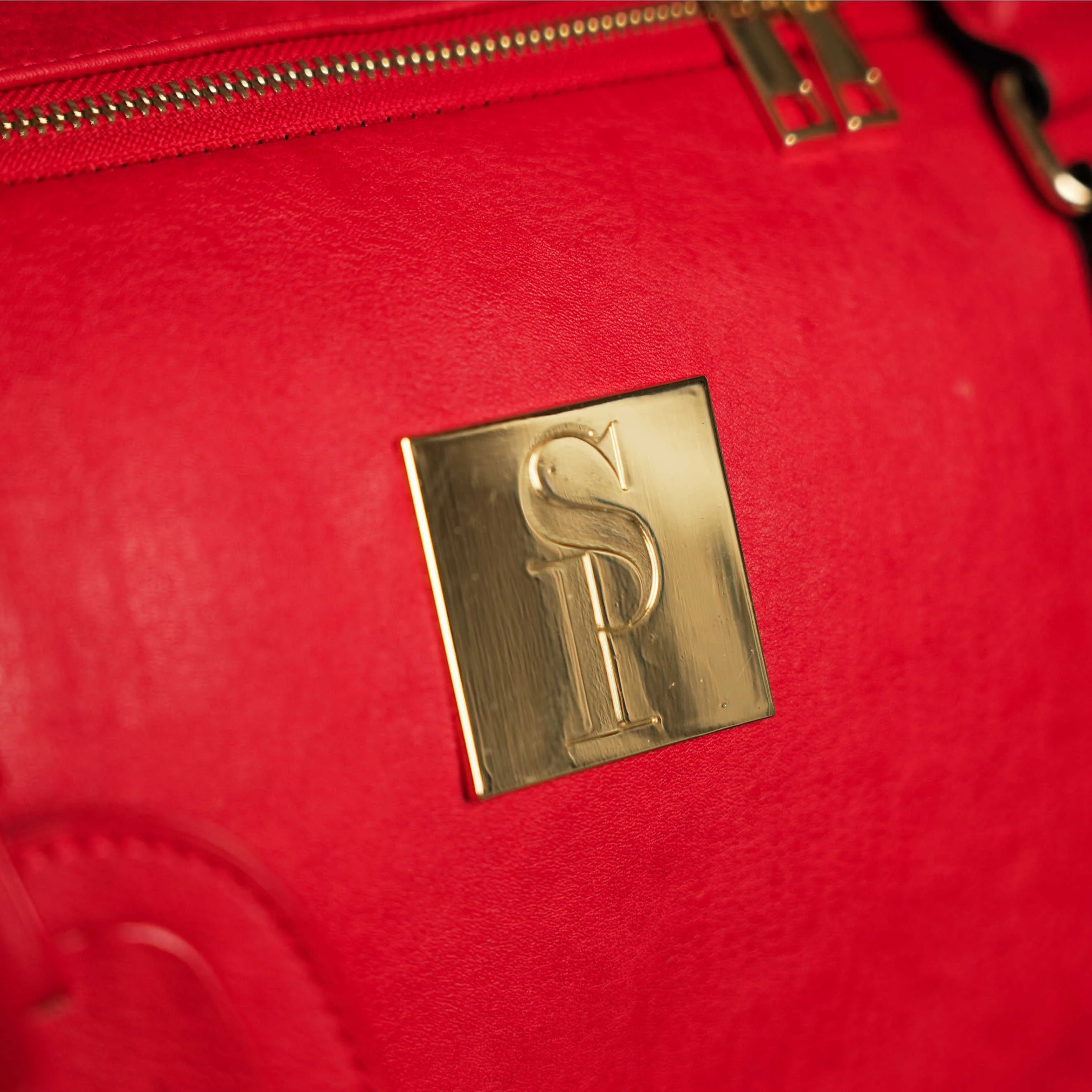 Red Tumbled Leather Weekender Duffle Bag - Image 6