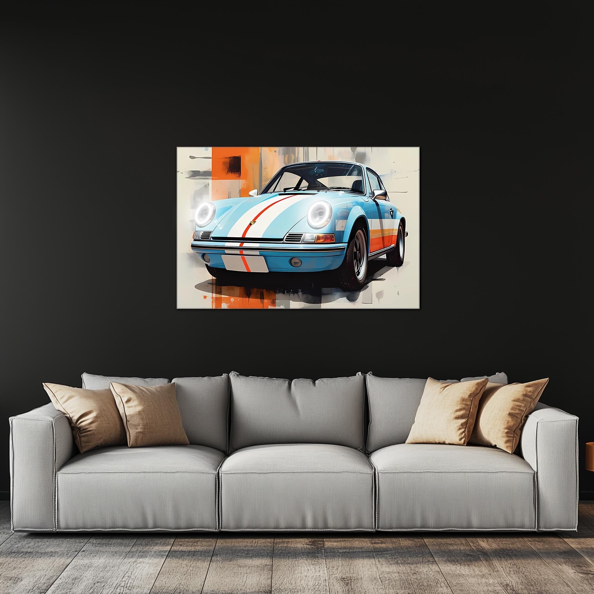 Retro Racing Car Neon Wall Art - UV Printed LED Plexiglass Sign for Garage, Man Cave & Classic Car Fans - Adjustable Light and Free Shipping - Image 4