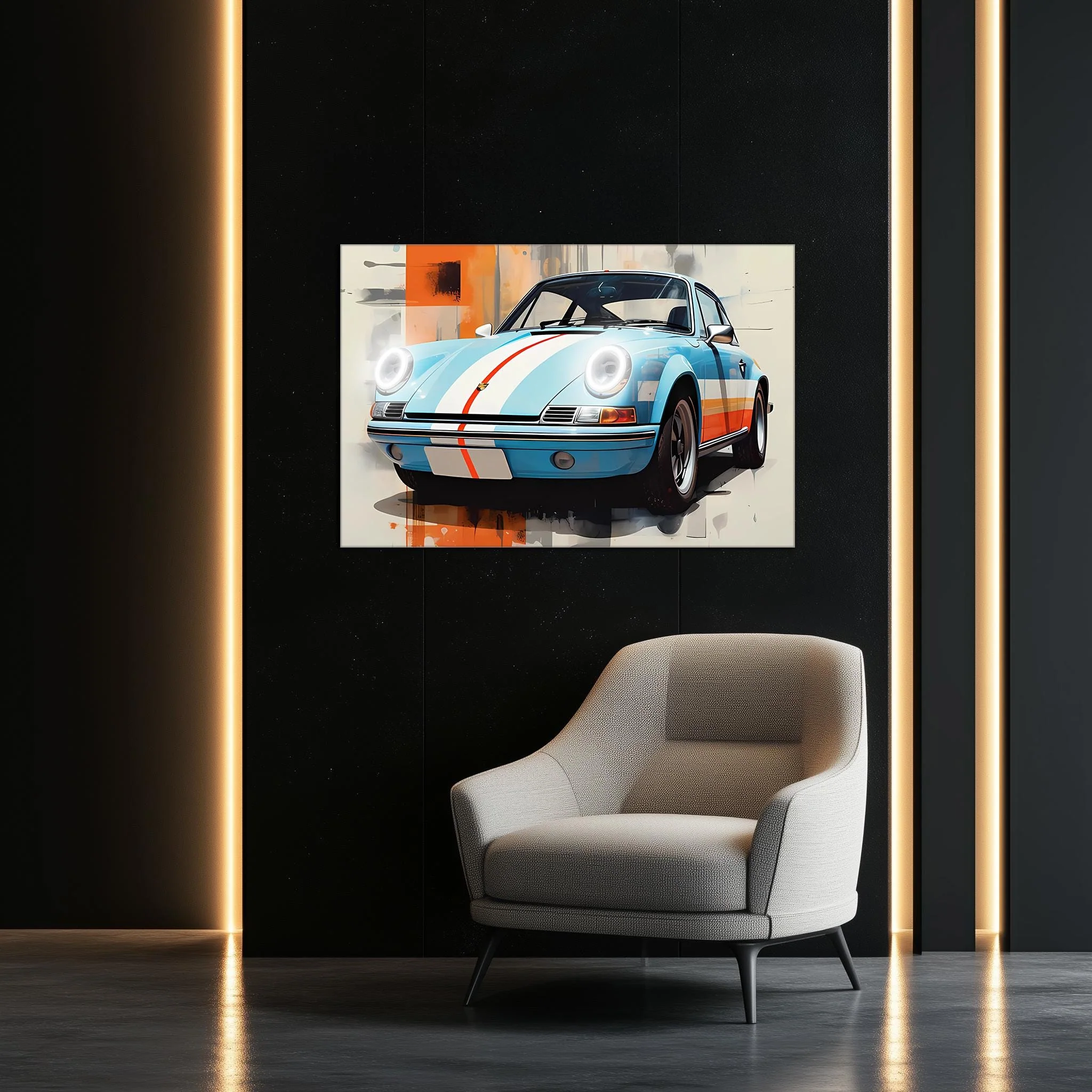 Retro Racing Car Neon Wall Art - UV Printed LED Plexiglass Sign for Garage, Man Cave & Classic Car Fans - Adjustable Light and Free Shipping - Image 5