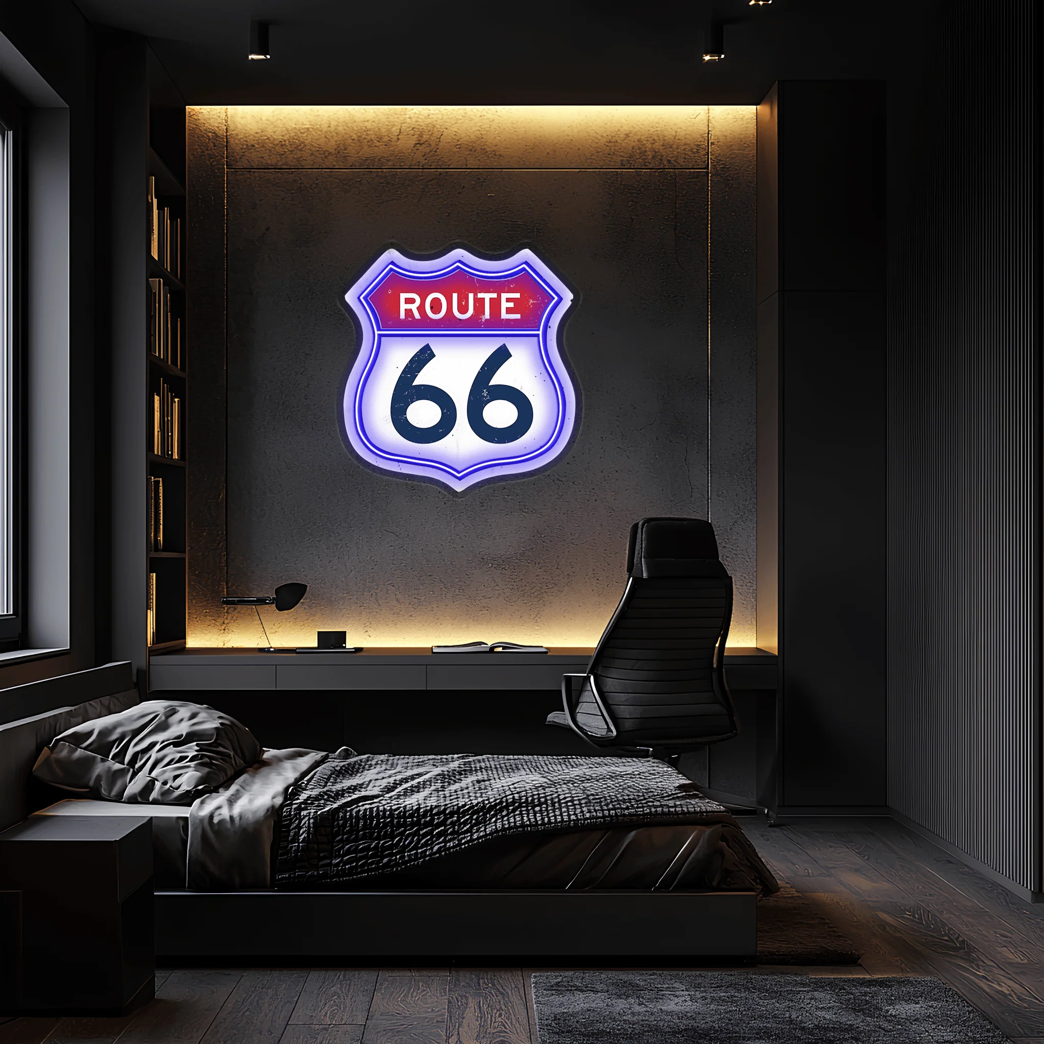 Route 66  Plexiglass Neon Art, Route 66   Neon Sign, Neon Light Sign, Neon Wall Art