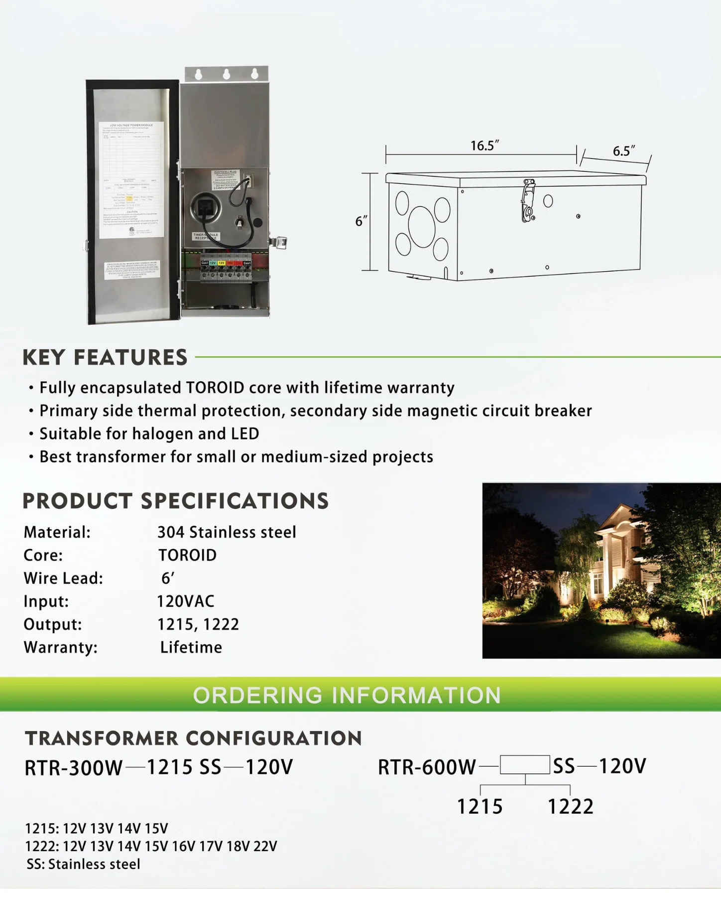 RTR600 600W Multi Tap Low Voltage Transformer with Photocell and Manual Dial Timer IP65 Waterproof [FINAL SALE] - Image 4