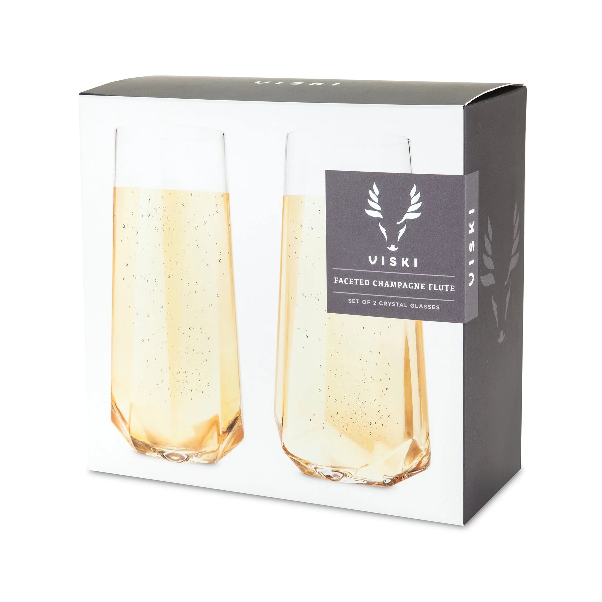 Seneca Faceted Crystal Stemless Champagne Flutes Set of 2 - Image 7
