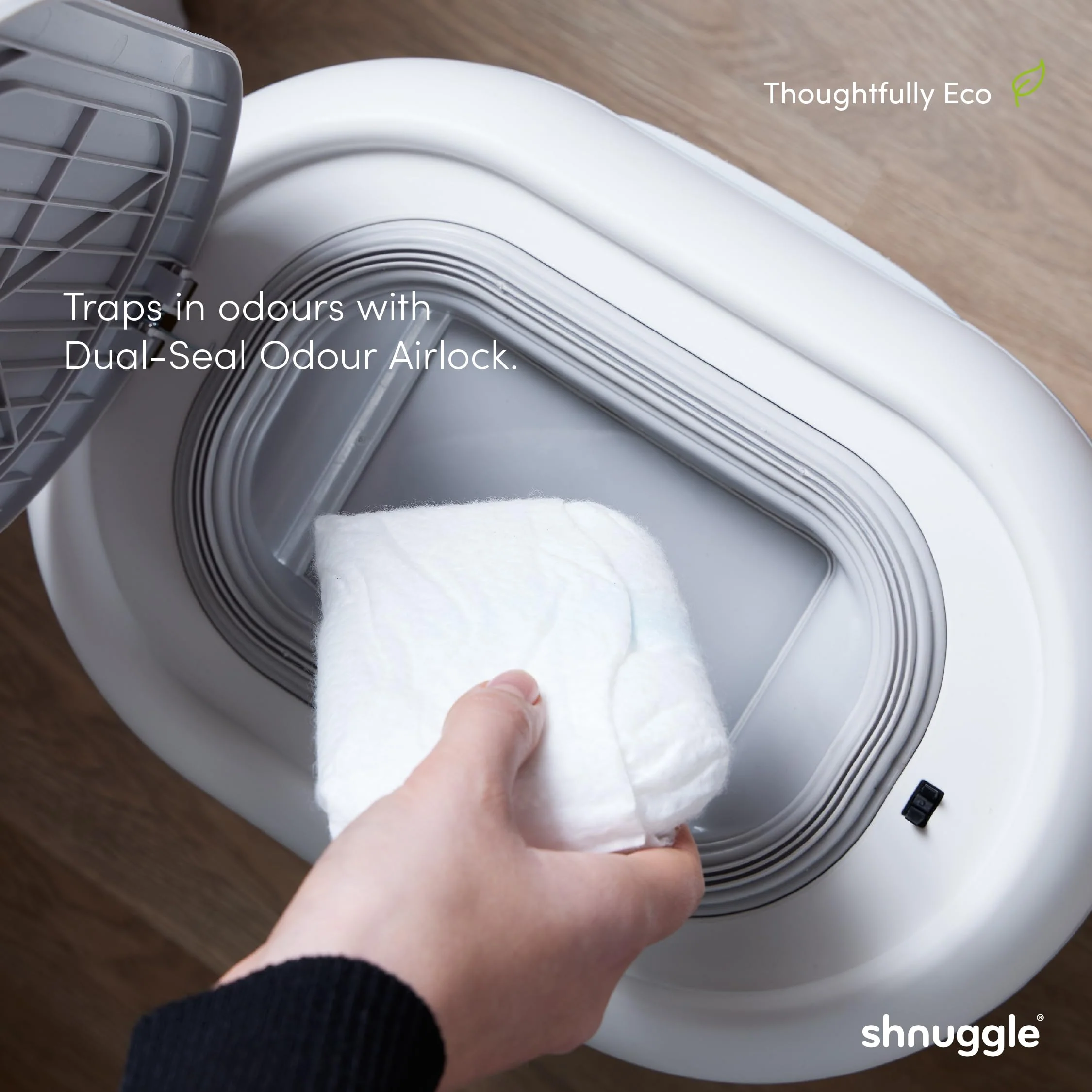 Shnuggle Eco-Touch Nappy Bin Diaper Pail + 30 Better Bag Liners - Image 4