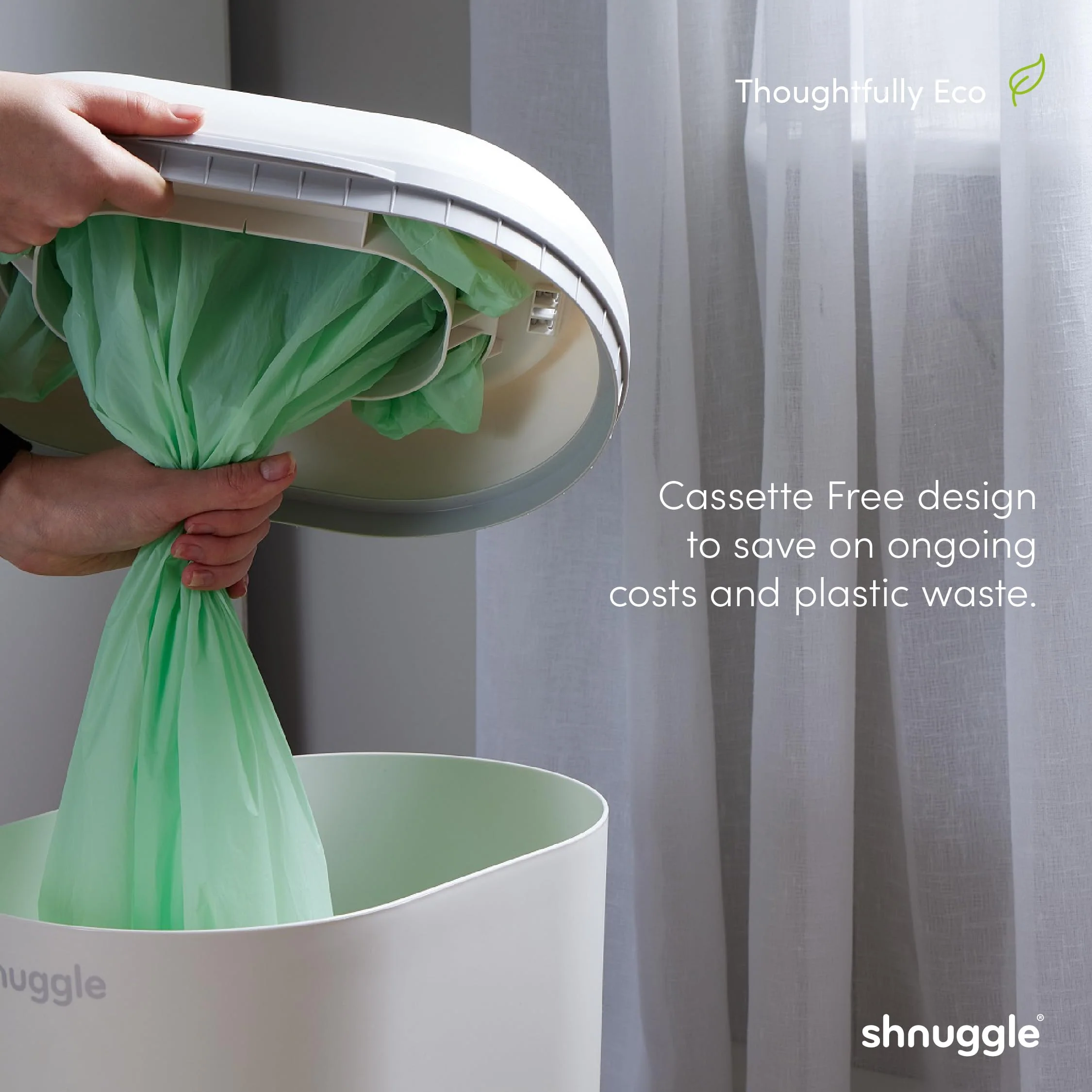 Shnuggle Eco-Touch Nappy Bin Diaper Pail + 30 Better Bag Liners - Image 5