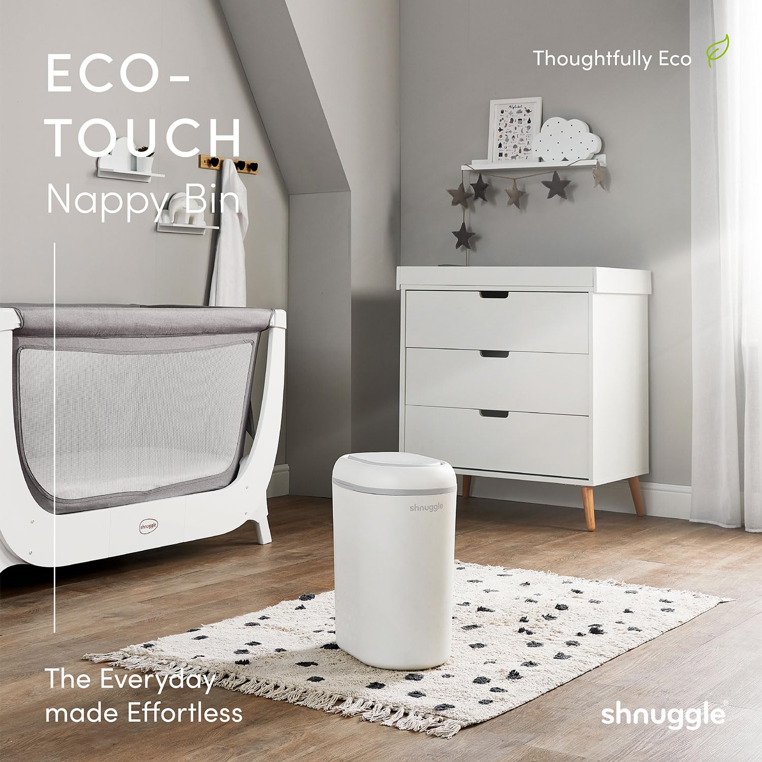 Shnuggle Eco-Touch Nappy Bin Diaper Pail + 30 Better Bag Liners - Image 6