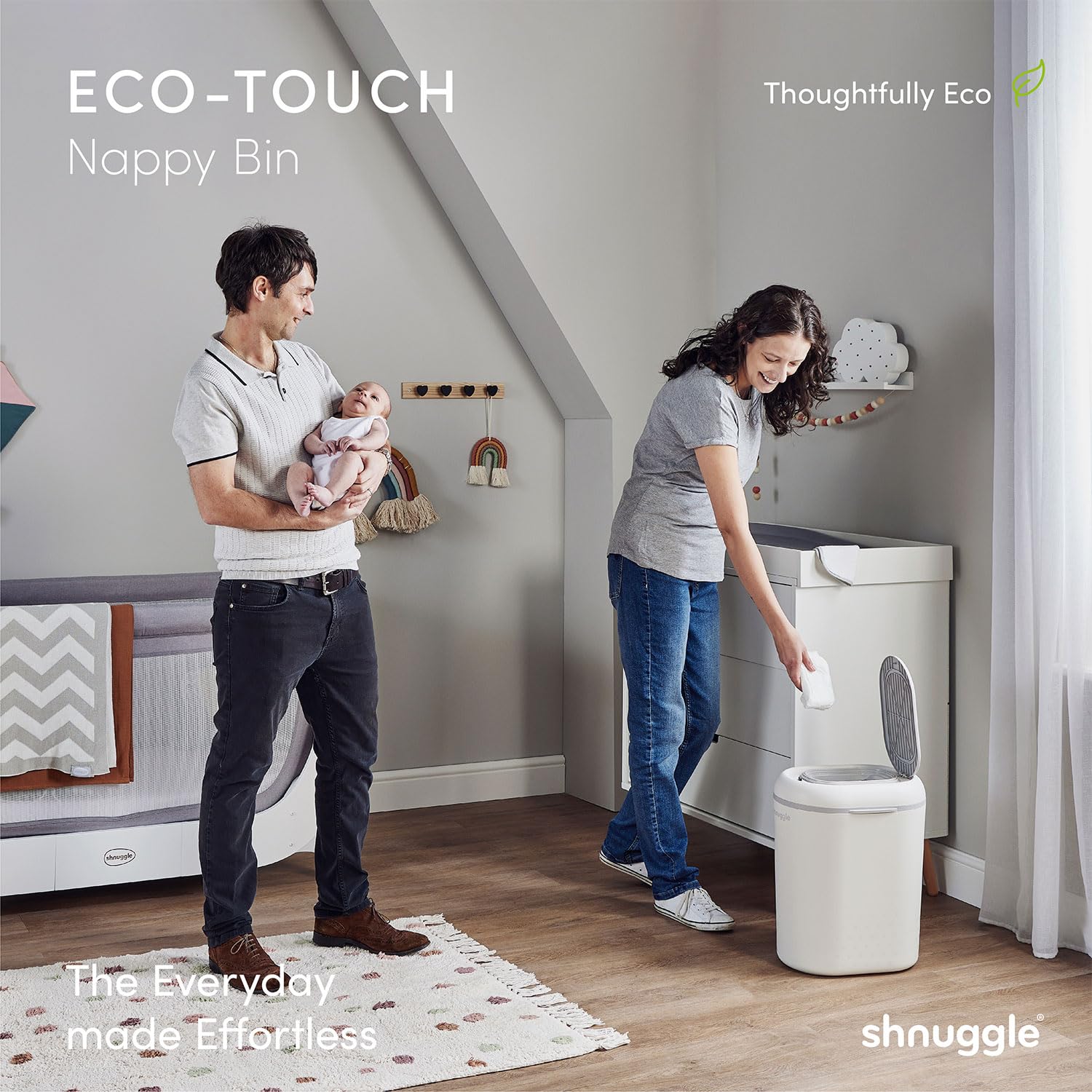 Shnuggle Eco-Touch Nappy Bin Diaper Pail + 30 Better Bag Liners - Image 9