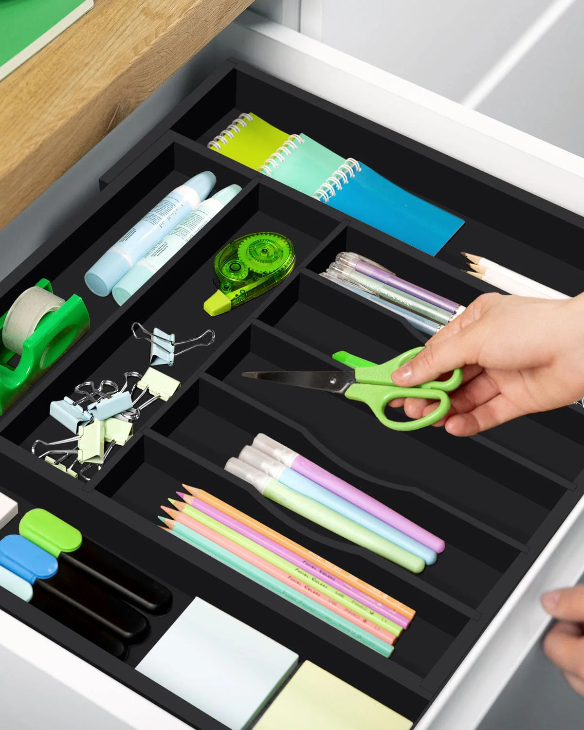 Silverware Drawer Organizer, Black (9 Slots) - Image 5