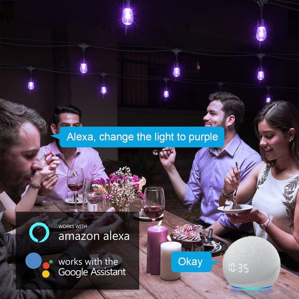 SLR102 LED RGBW Smart Bistro Acrylic String Lights Color Changing Outdoor Weatherproof 12V Edison Bulbs - Image 5