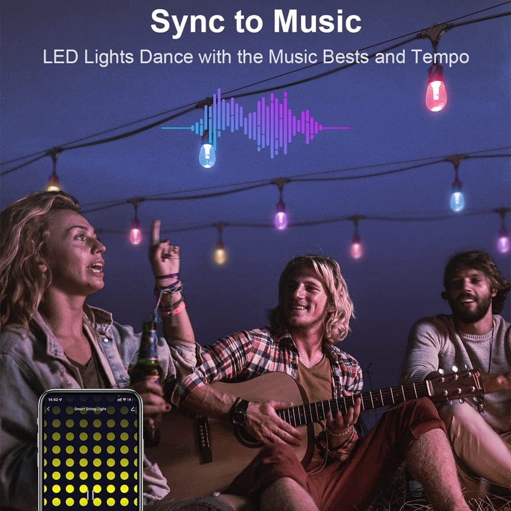 SLR102 LED RGBW Smart Bistro Acrylic String Lights Color Changing Outdoor Weatherproof 12V Edison Bulbs - Image 7