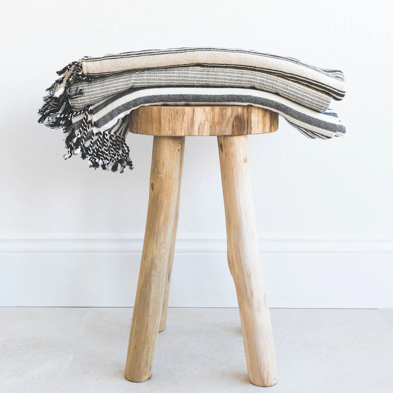 Solid Teak Stool, Accent Wood Stool Side Table - Image 3