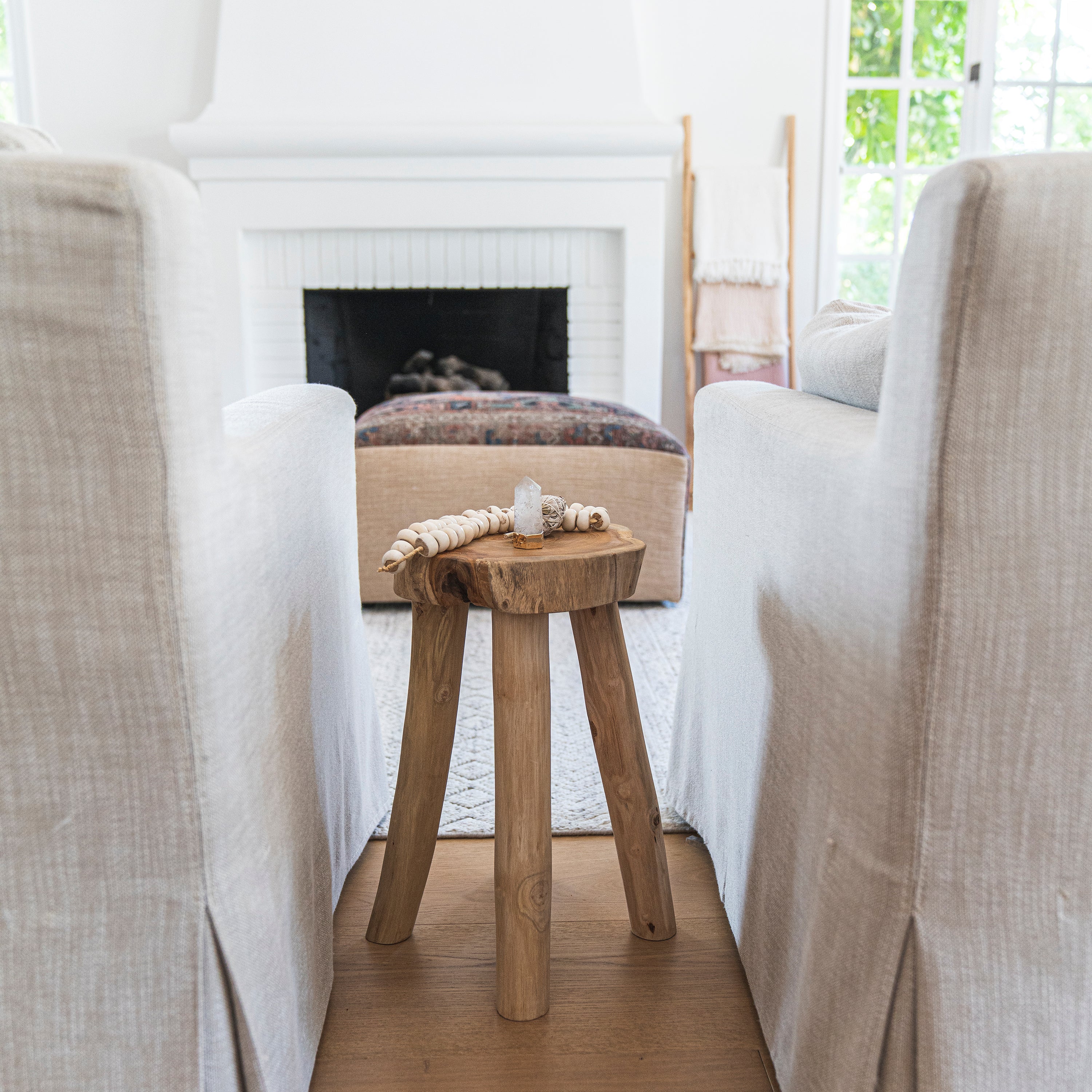 Solid Teak Stool, Accent Wood Stool Side Table - Image 6