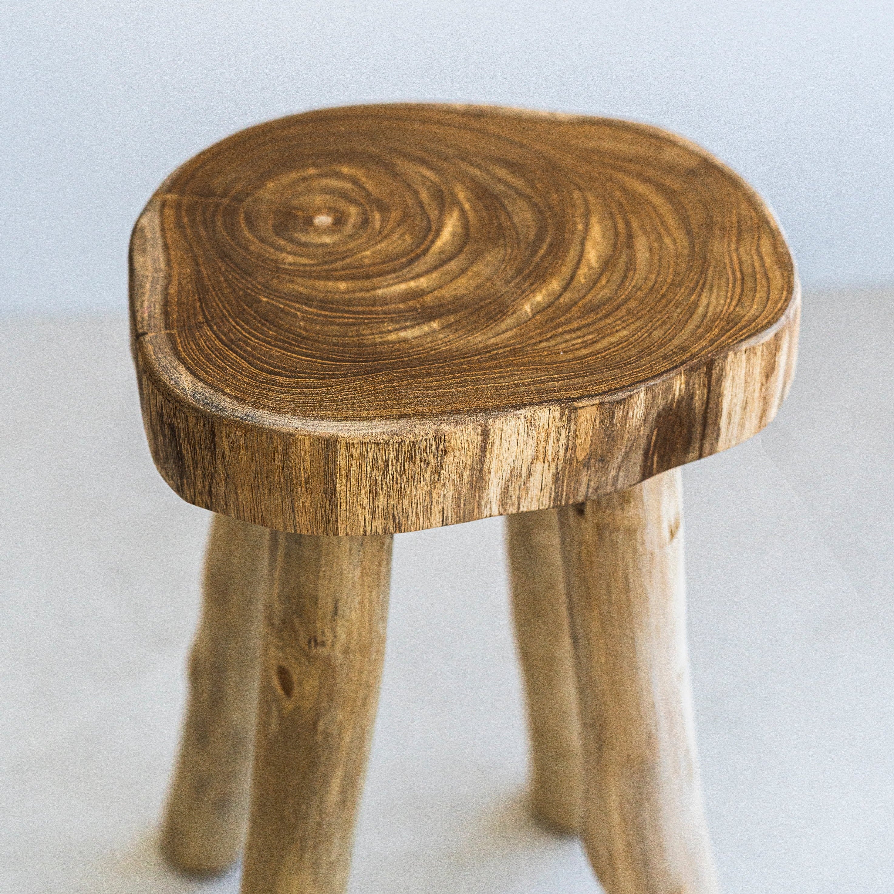Solid Teak Stool, Accent Wood Stool Side Table - Image 7