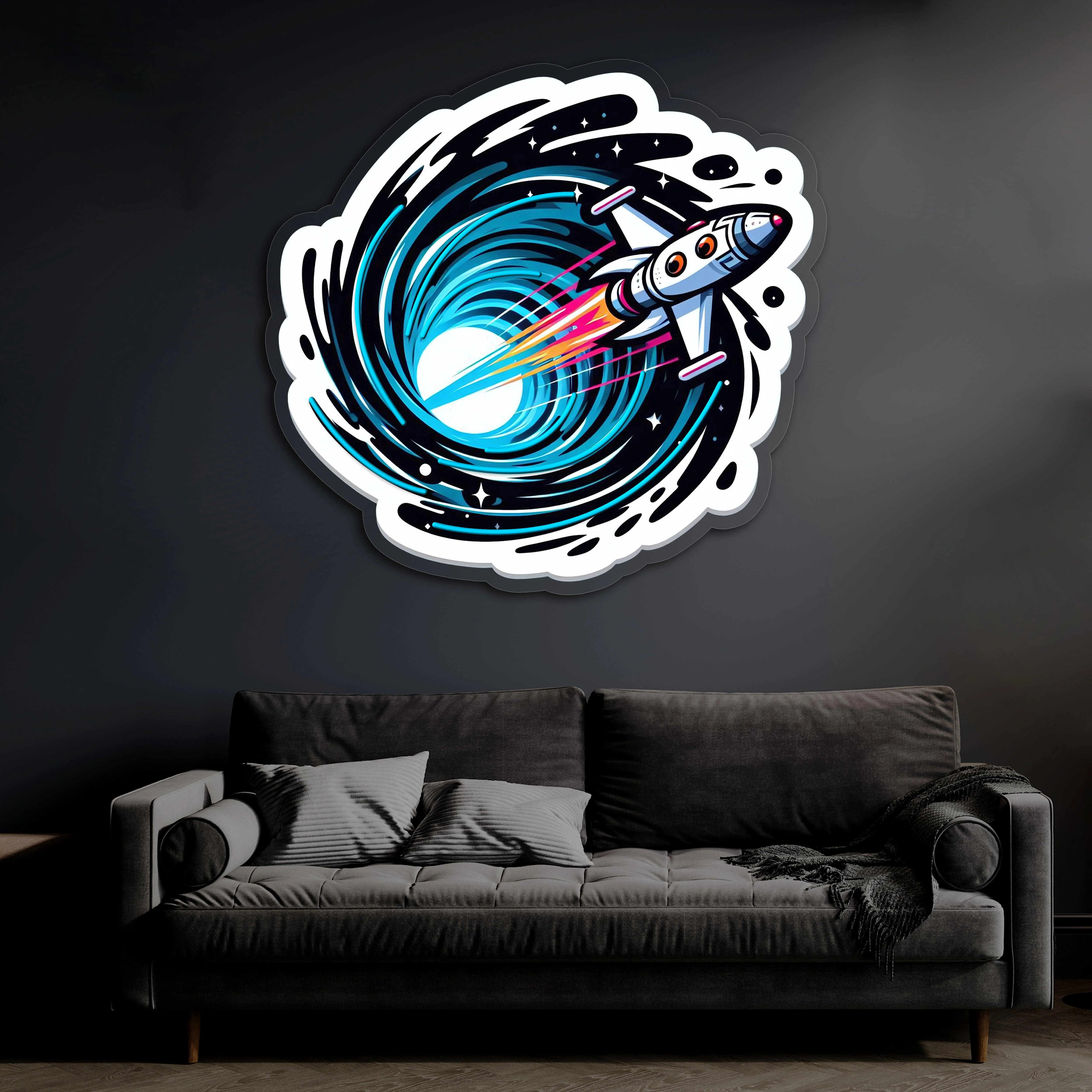 Space Jet UV Printed Neon, Neon Wall Art, Neon Light Sign, UV Print Neon Sign - Image 5