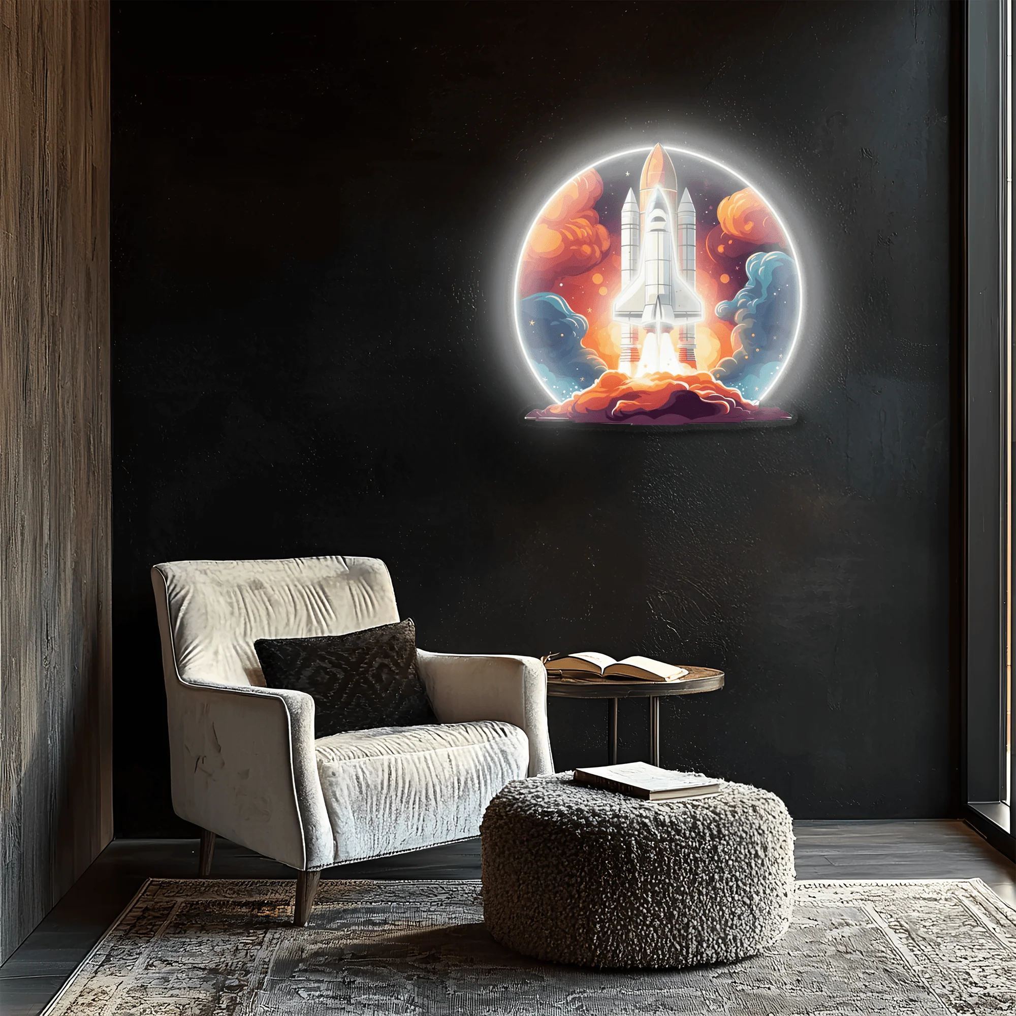 Space Shuttle Plexiglass Neon Art, Uv Print Neon Sign, Neon Light Sign, Neon Wall Art - Image 5