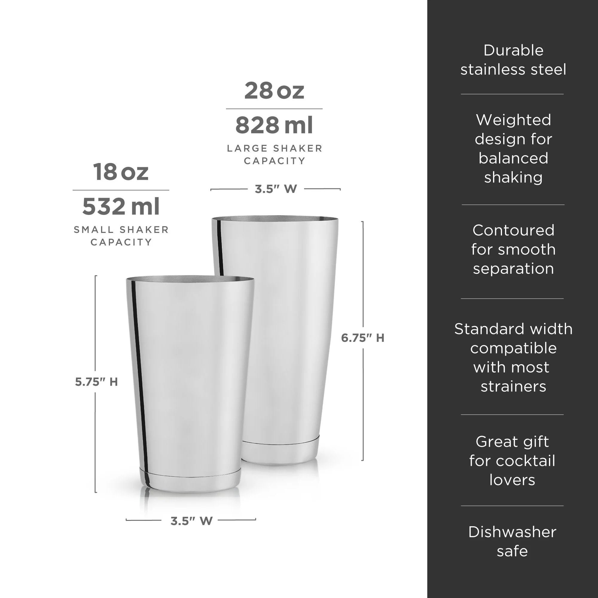 Stainless Steel Boston Shaker Tin Set - Image 6