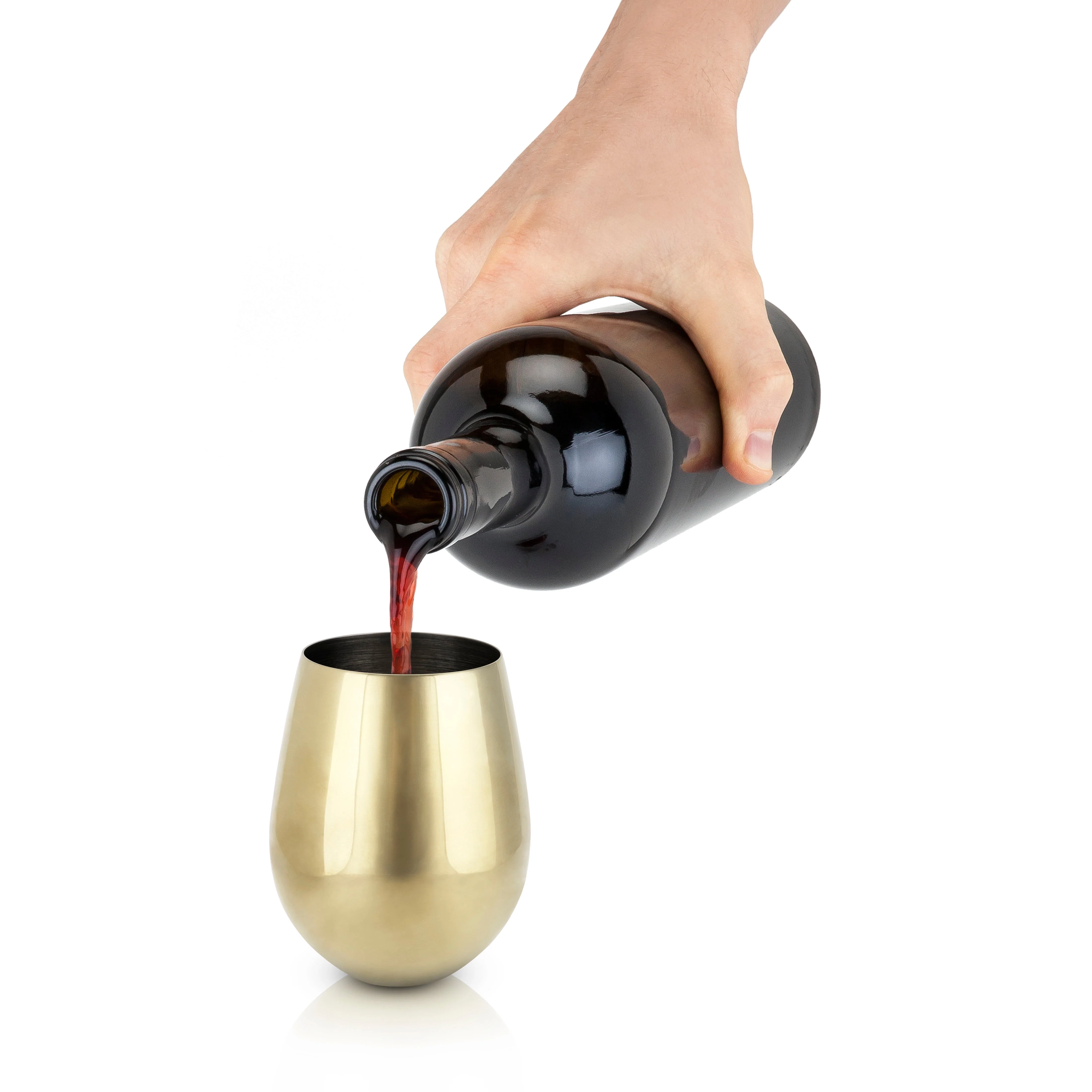 Stainless Steel Stemless Wine Glasses in Gold Set of 2 - Image 4