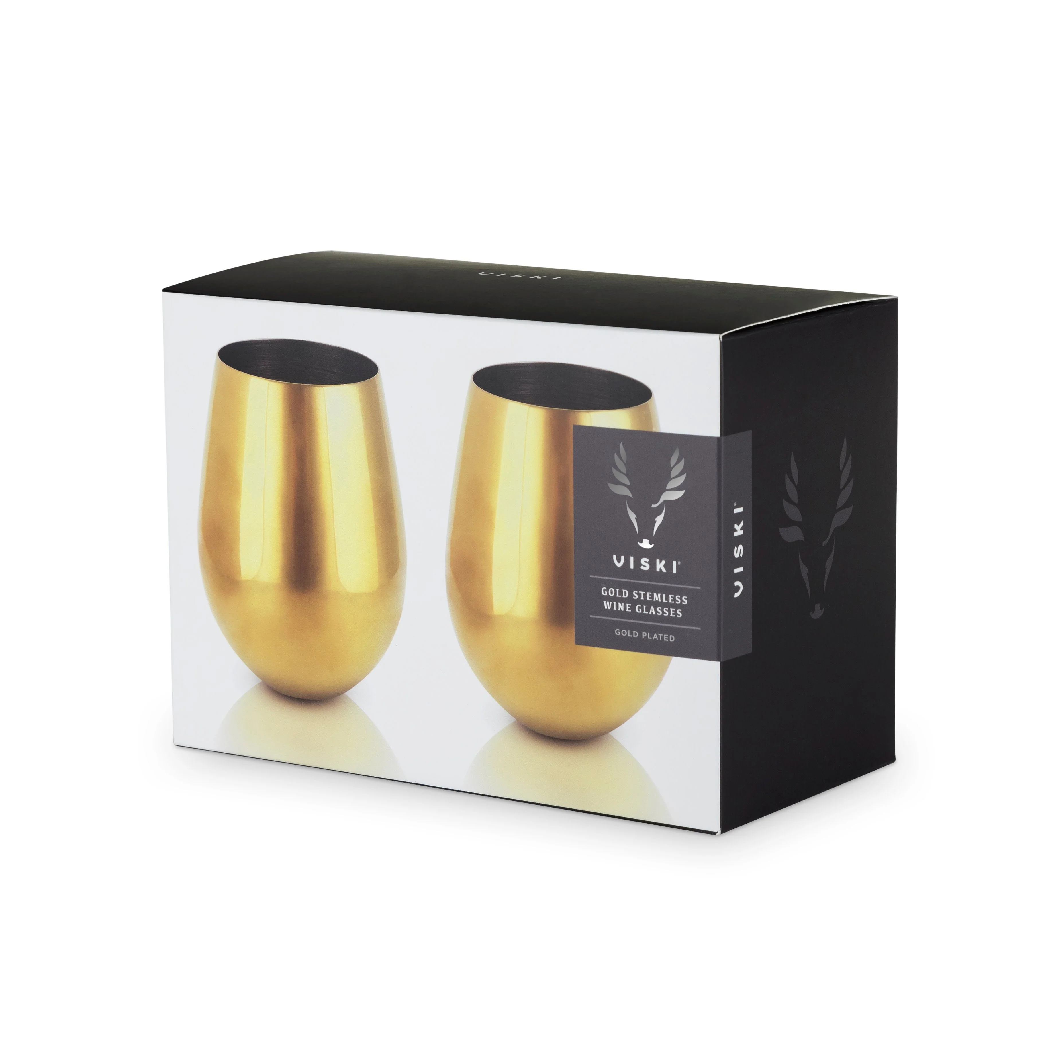 Stainless Steel Stemless Wine Glasses in Gold Set of 2 - Image 7