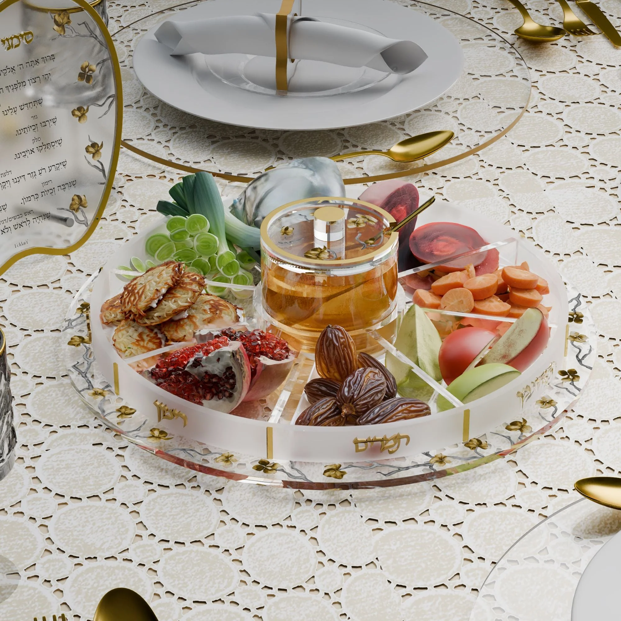 Swivel Golden Branch Simanim Tray - Image 2