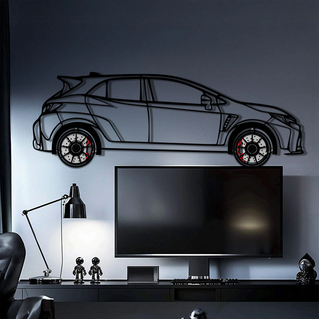 Toyota GR Corolla Metal Car Wall Art with Rotating Wheels - Rally-Inspired Hot Hatch Silhouette - Interactive JDM Automotive Decor - KAFMEKA158 - Image 10