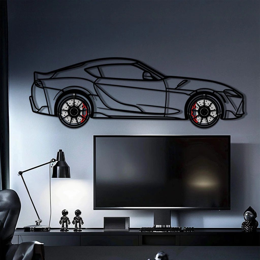 Toyota GR Supra (A90) Metal Car Wall Art with Rotating Wheels - Modern JDM Legend Silhouette - Interactive Automotive Wall Decor - KAFMEKA156 - Image 10