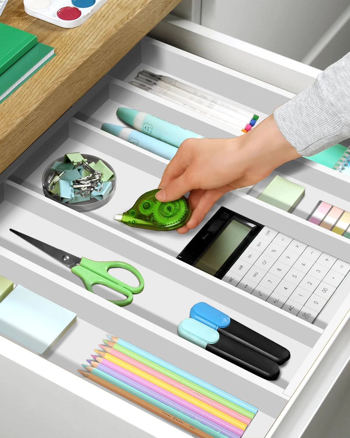 Utensil Drawer Organizer, White (5 Slots) - Image 8